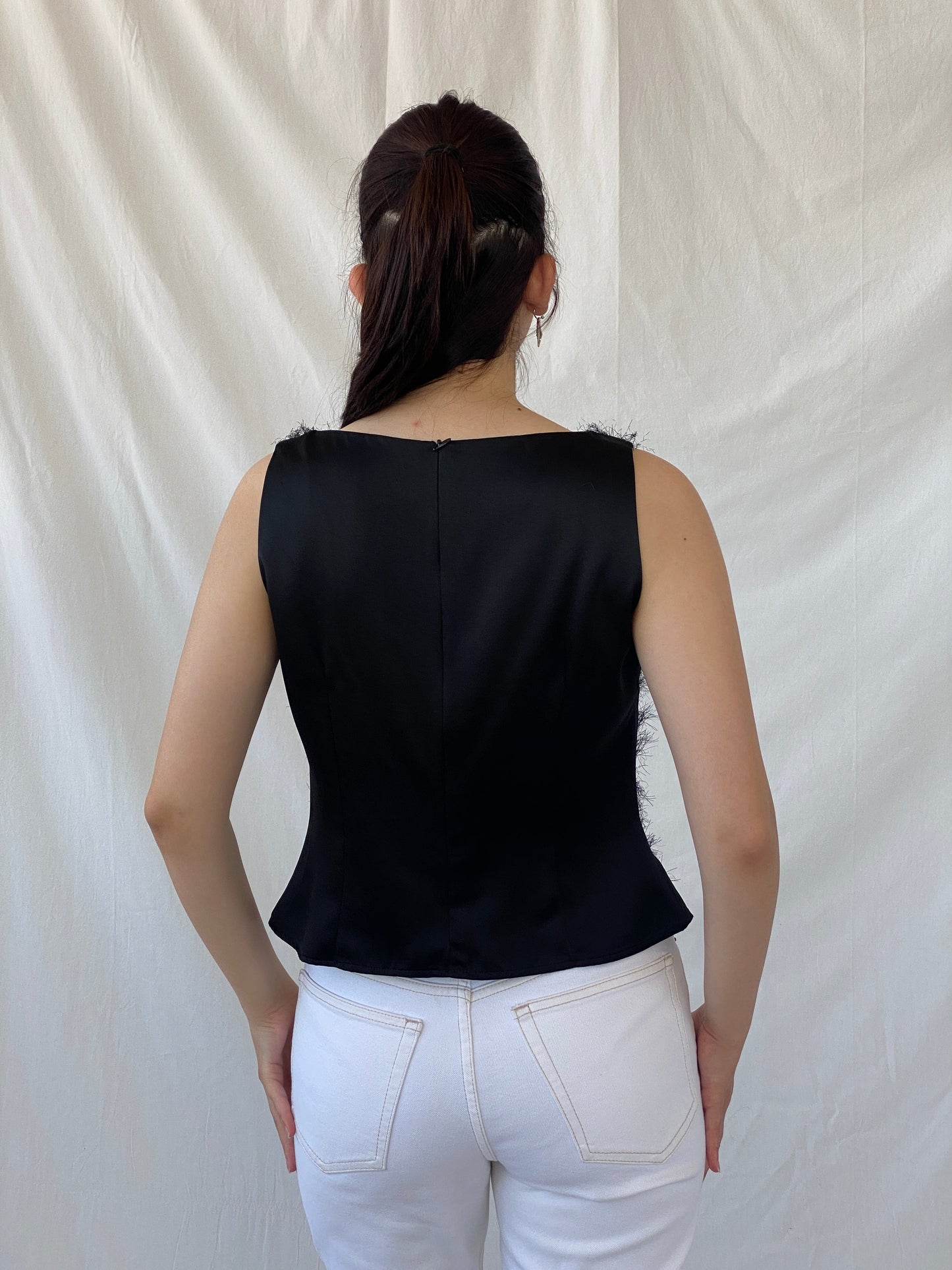 Y2K Nudiir Current Air Textured Black Sleeveless Party Sparkle Top - M - Balagan Vintage Sleeveless Top 00s, Ayah, Cami, NEW IN, summer, women top