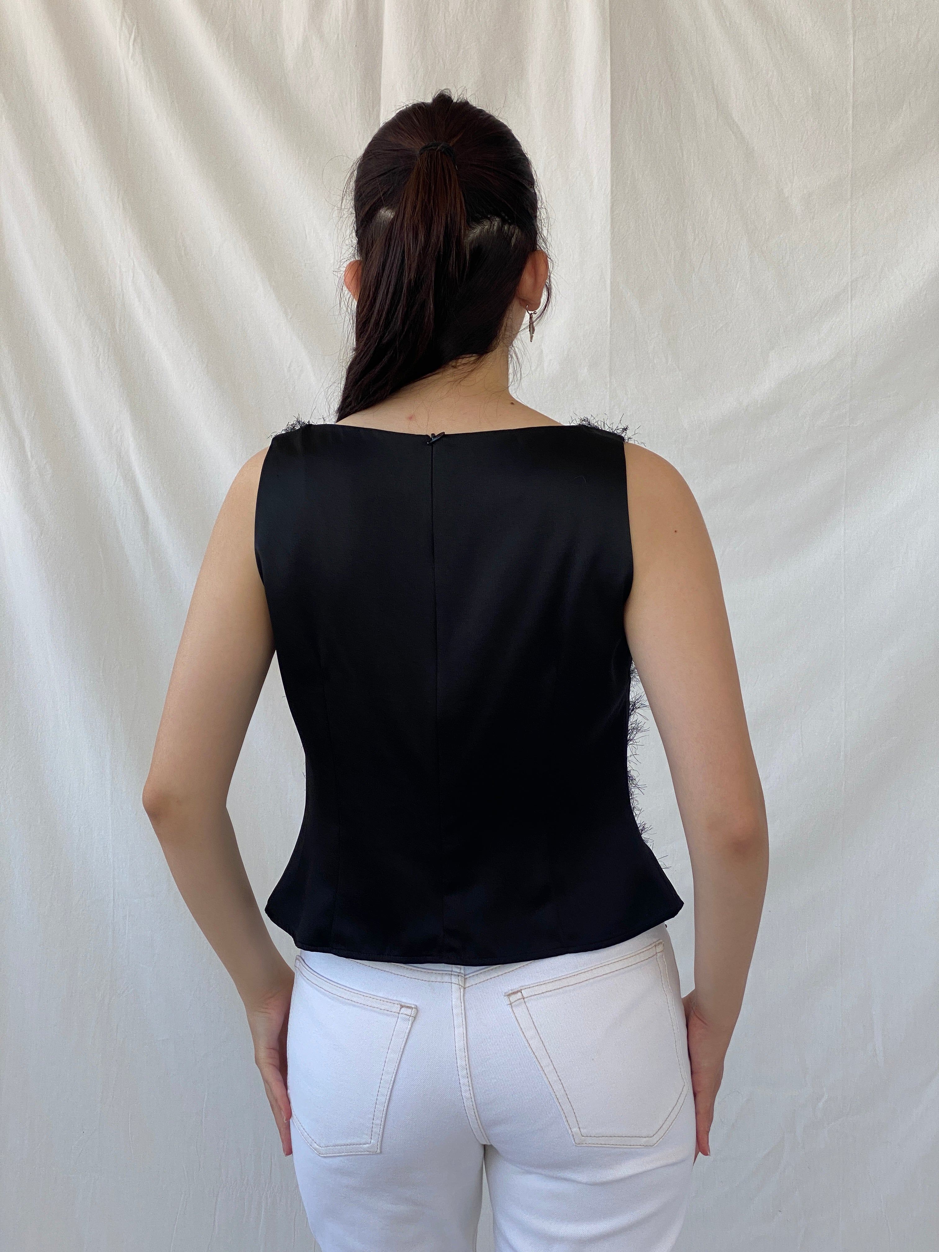 Y2K Nudiir Current Air Textured Black Sleeveless Party Sparkle Top - M - Balagan Vintage Sleeveless Top 00s, Ayah, Cami, NEW IN, summer, women top