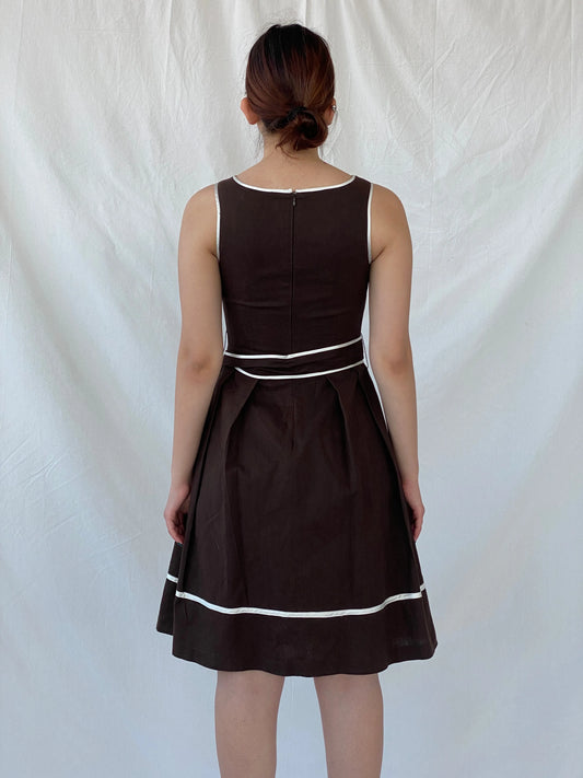 Y2K Orsay Chocolate Brown Tank Midi Sleeveless Dress with Waist Tie - S - Balagan Vintage Midi Dress Ayah, consignment, dress, midi dress, Tasnim