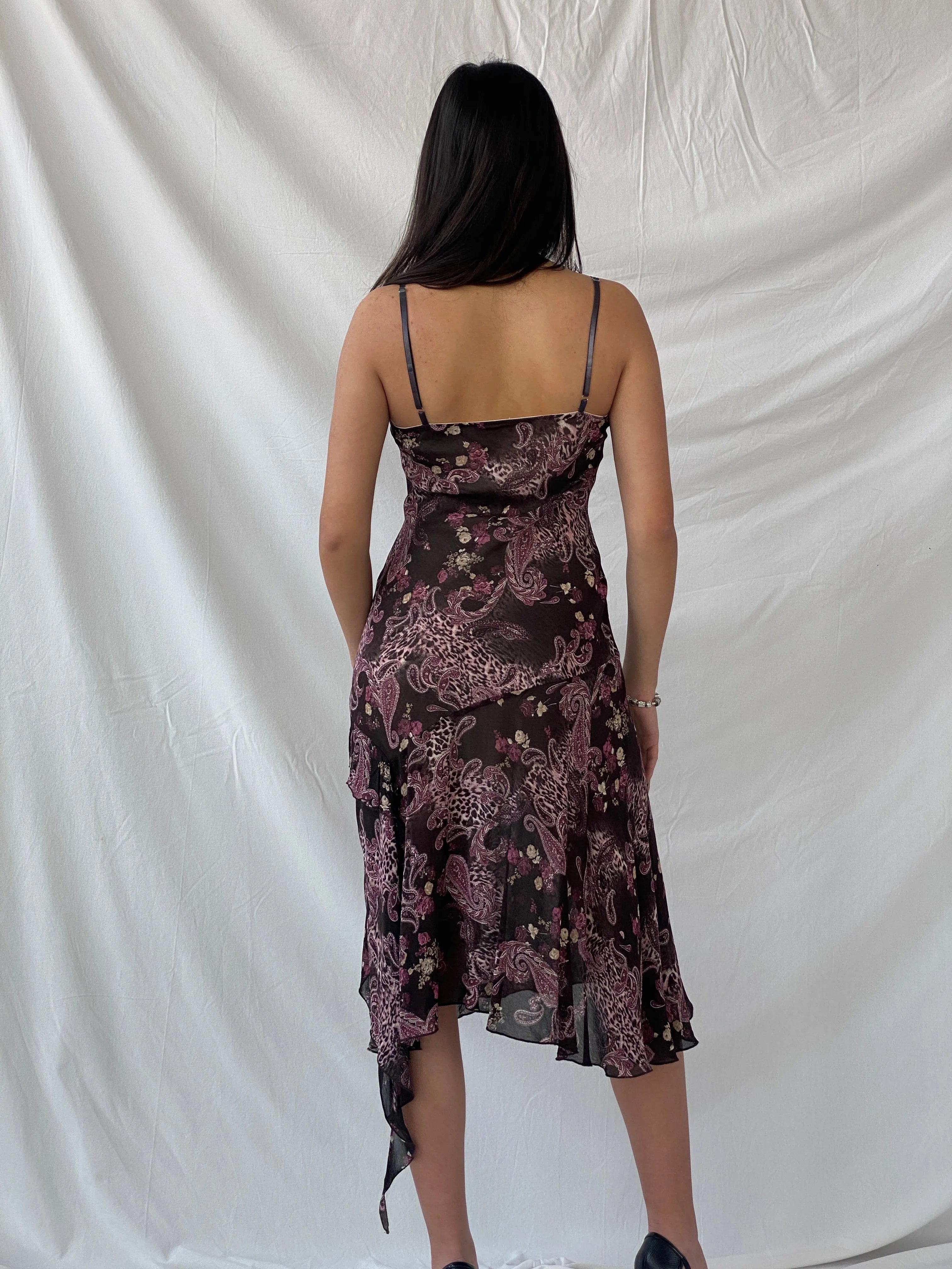 Y2K Orsay Fairy Paisley Print Midi Grunge Asymmetric Hem Dress - S - Balagan Vintage Midi Dress 00s dress, 90s dress, dress, midi dress, Syntia, vintage dress, Wedding Guest