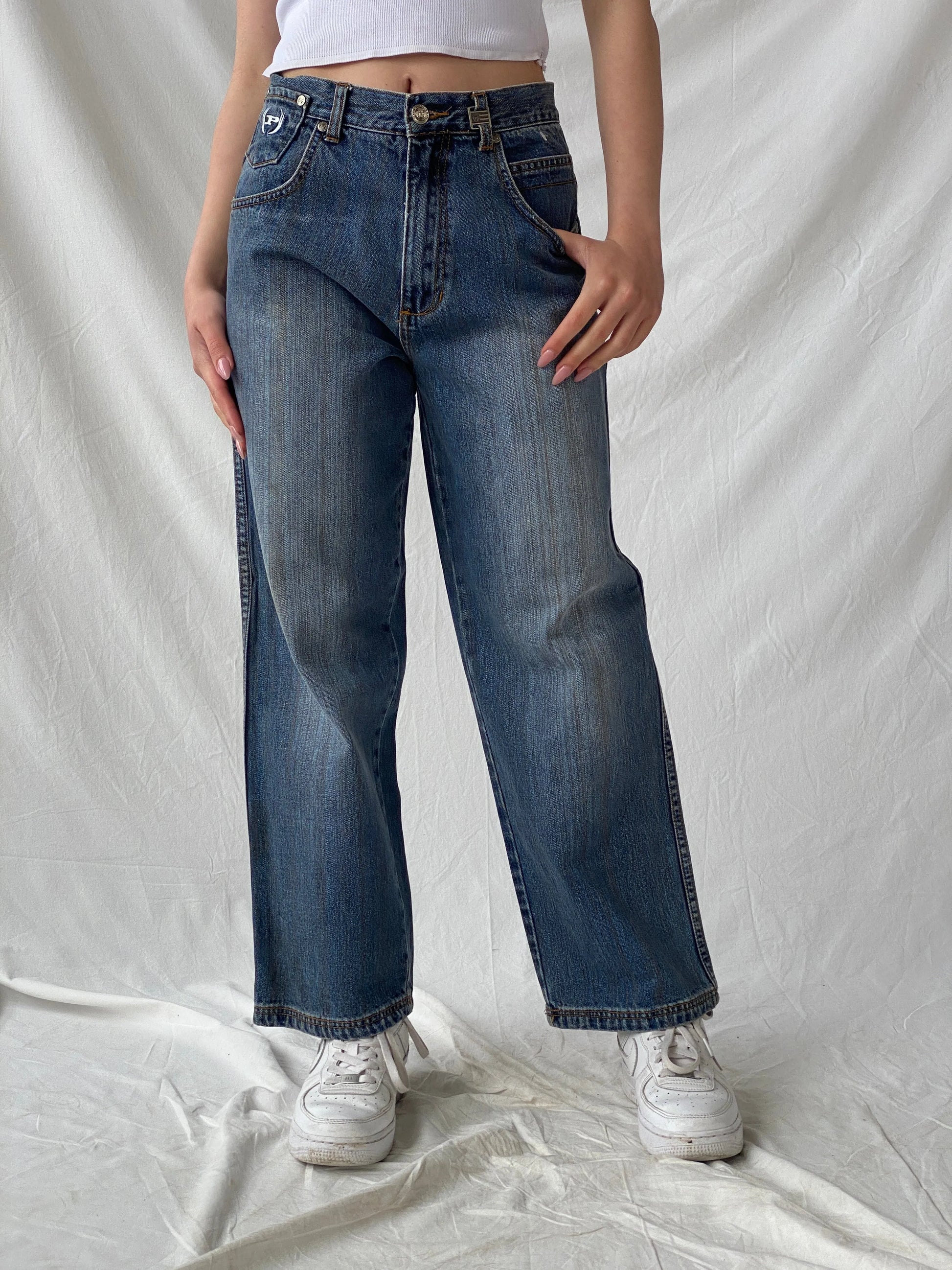 Y2K Phat Farm P Denim Wide Leg Women’s Striped Jeans - 34EUR - Balagan Vintage Jeans 90s, Christine, denim, high waisted jeans, jeans, vintage jeans, women jeans