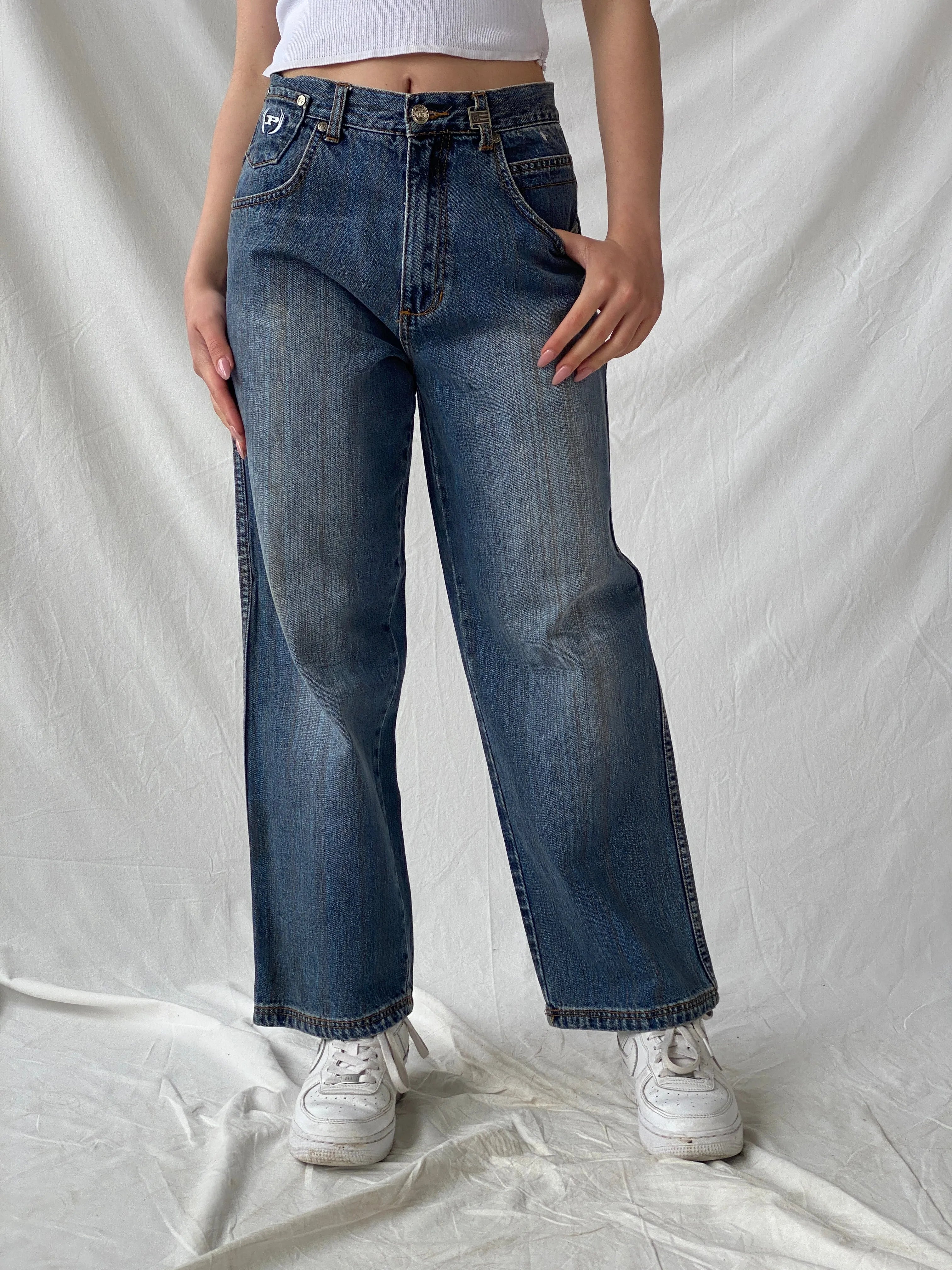 Y2K Phat Farm P Denim Wide Leg Women’s Striped Jeans - 34EUR - Balagan Vintage Jeans 90s, Christine, denim, high waisted jeans, jeans, vintage jeans, women jeans