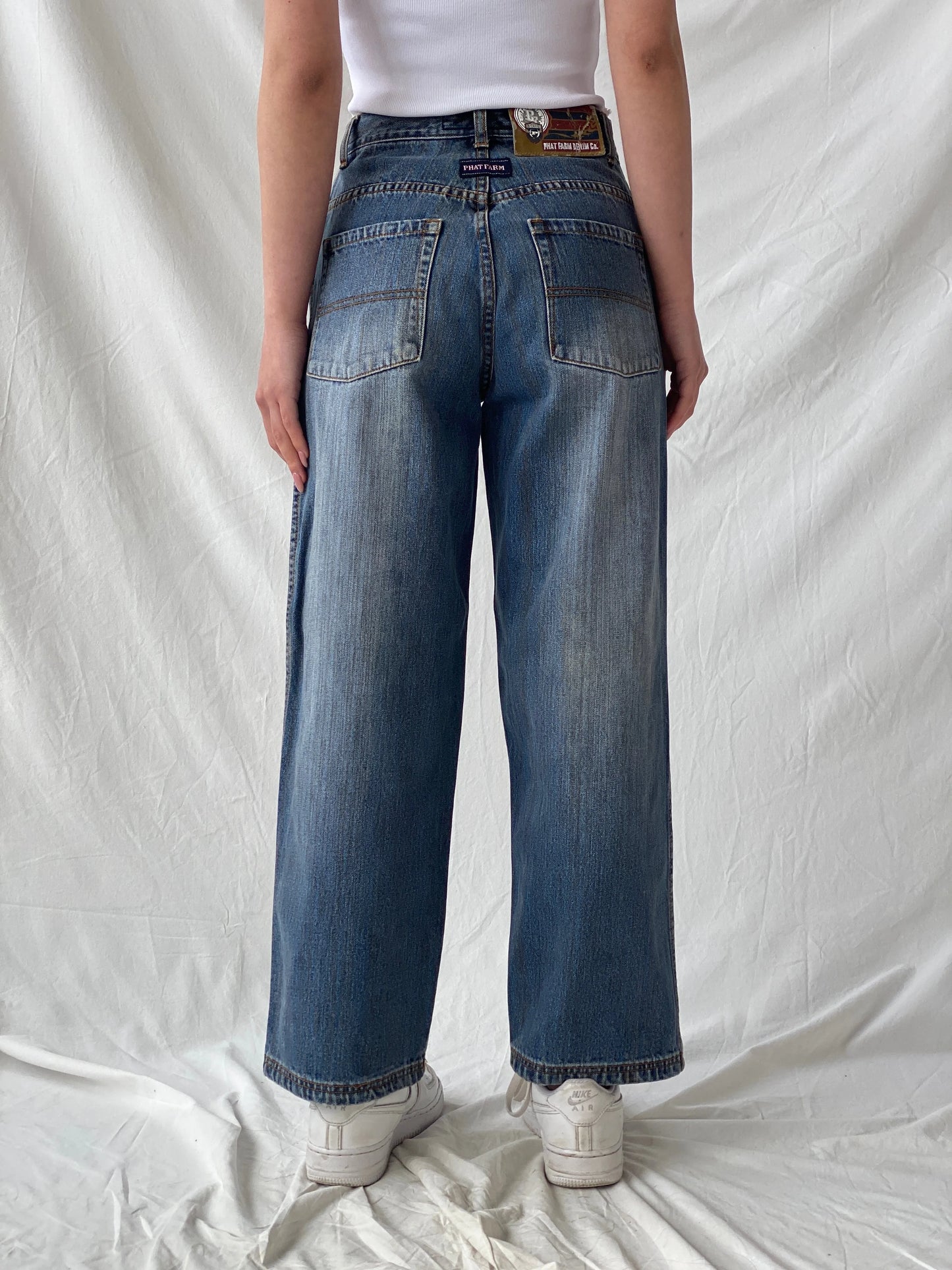 Y2K Phat Farm P Denim Wide Leg Women’s Striped Jeans - 34EUR - Balagan Vintage Jeans 90s, Christine, denim, high waisted jeans, jeans, vintage jeans, women jeans