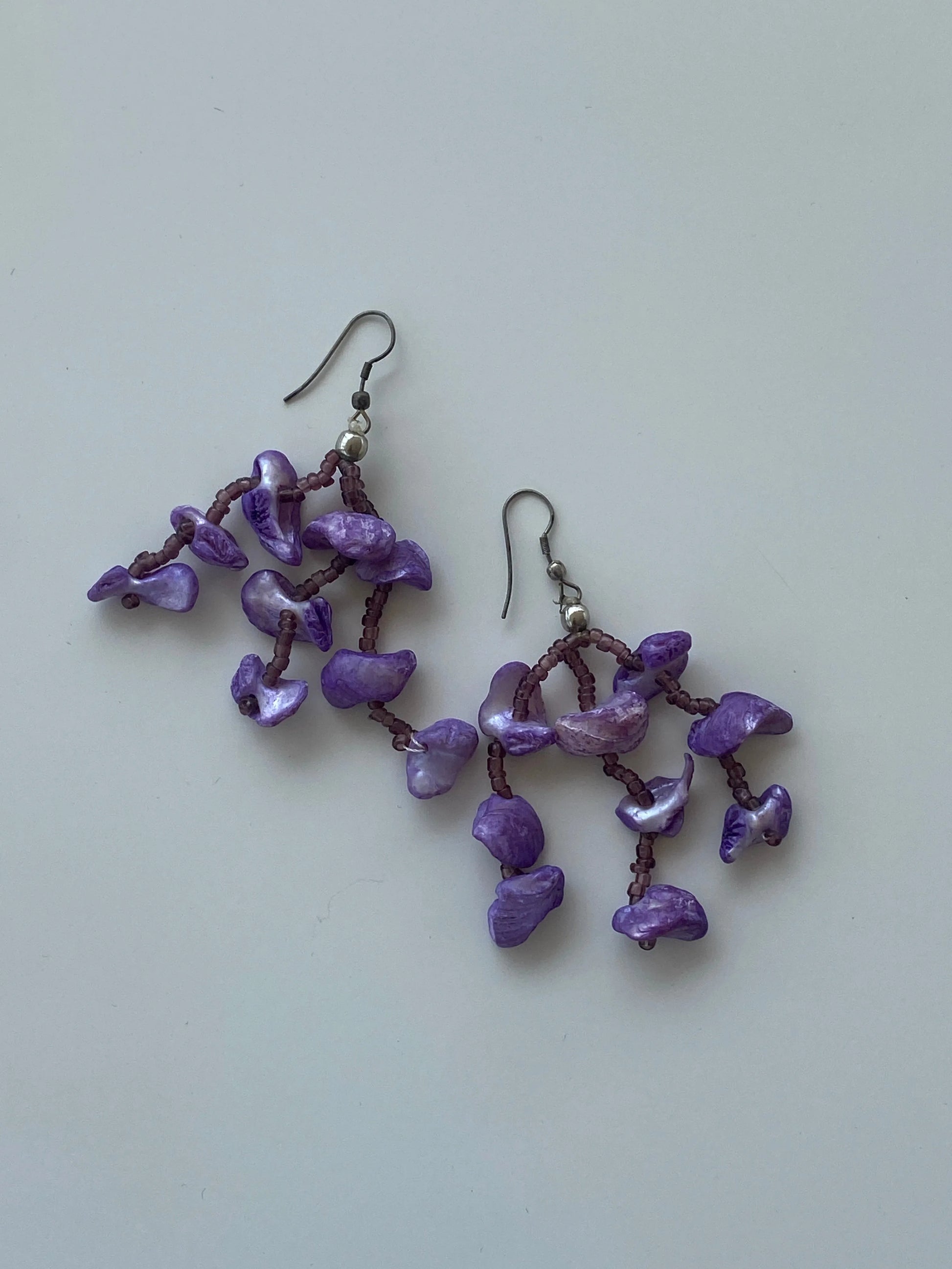 Y2K Purple-Toned Beaded Waterfall Earrings - Balagan Vintage Earrings 00s, 90s, Earrings