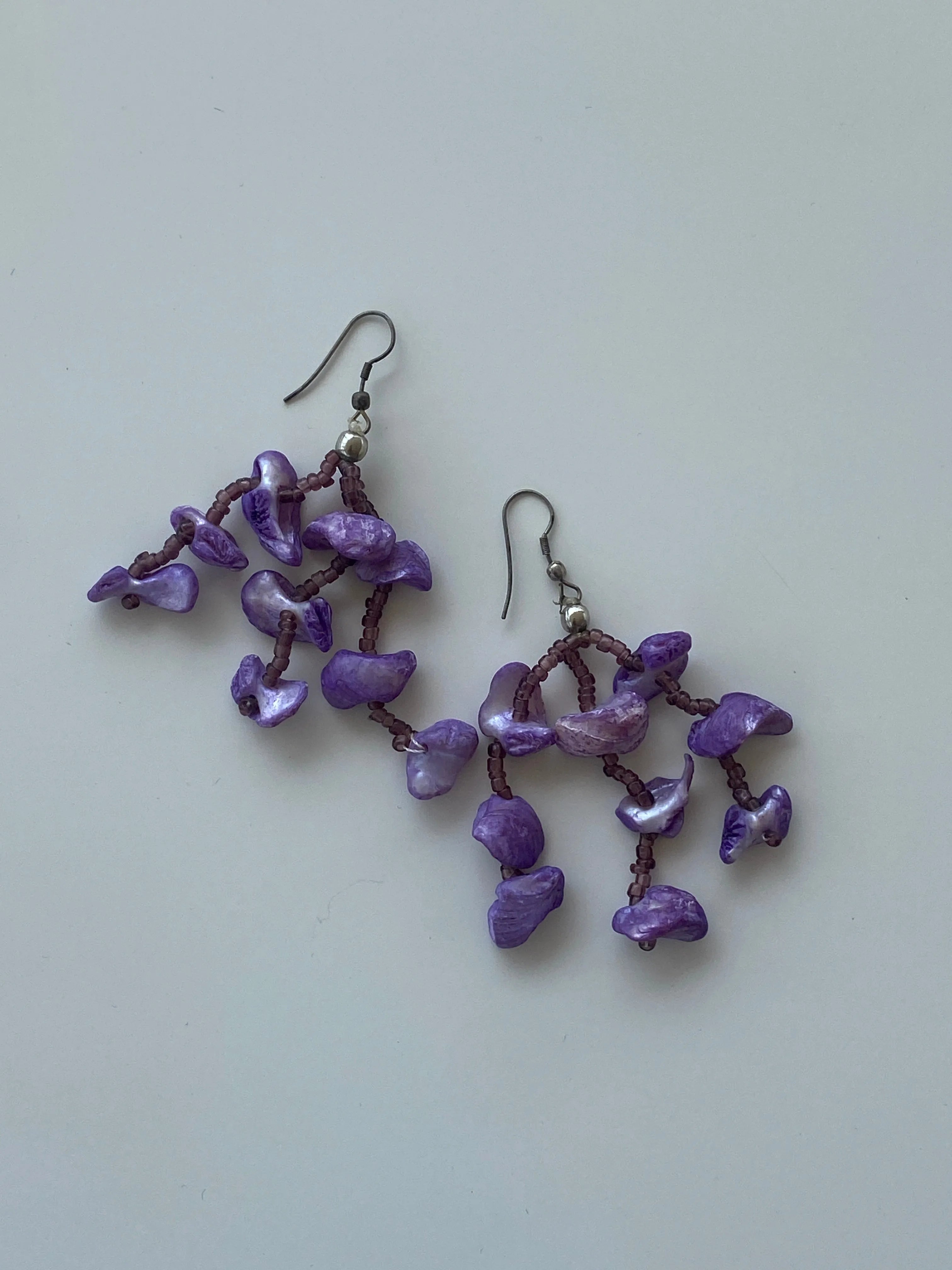 Y2K Purple-Toned Beaded Waterfall Earrings - Balagan Vintage Earrings 00s, 90s, Earrings