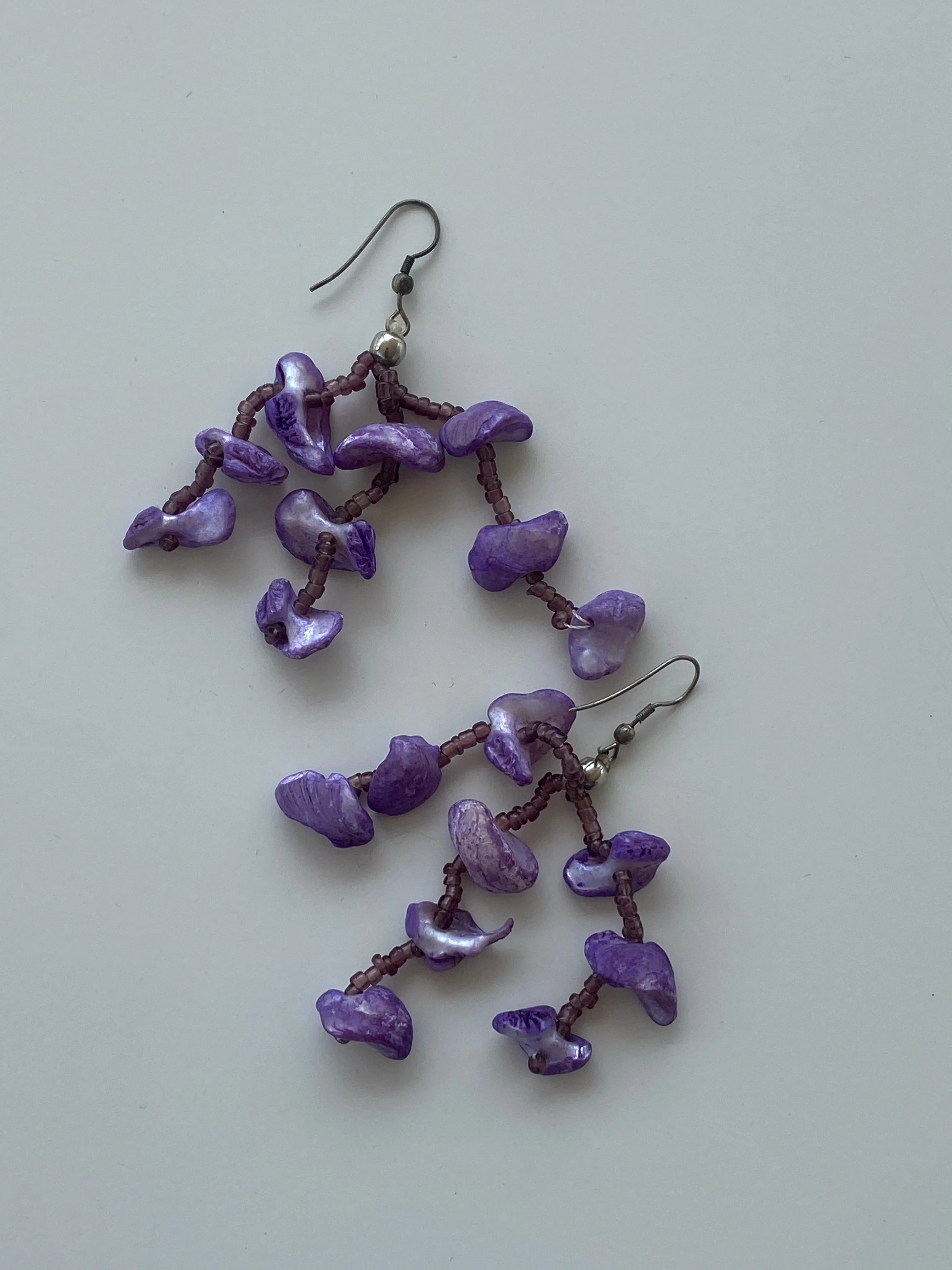 Y2K Purple-Toned Beaded Waterfall Earrings - Balagan Vintage Earrings 00s, 90s, Earrings