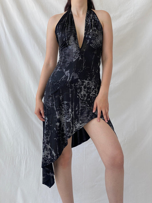 Y2K Romeo Four Juliette Paris Black Halter Asymmetrical Hem Dress - M - Balagan Vintage Midi Dress 90s dress, Ayah, dress, Halter Dress, midi dress, NEW IN, summer dress, Wedding Guest