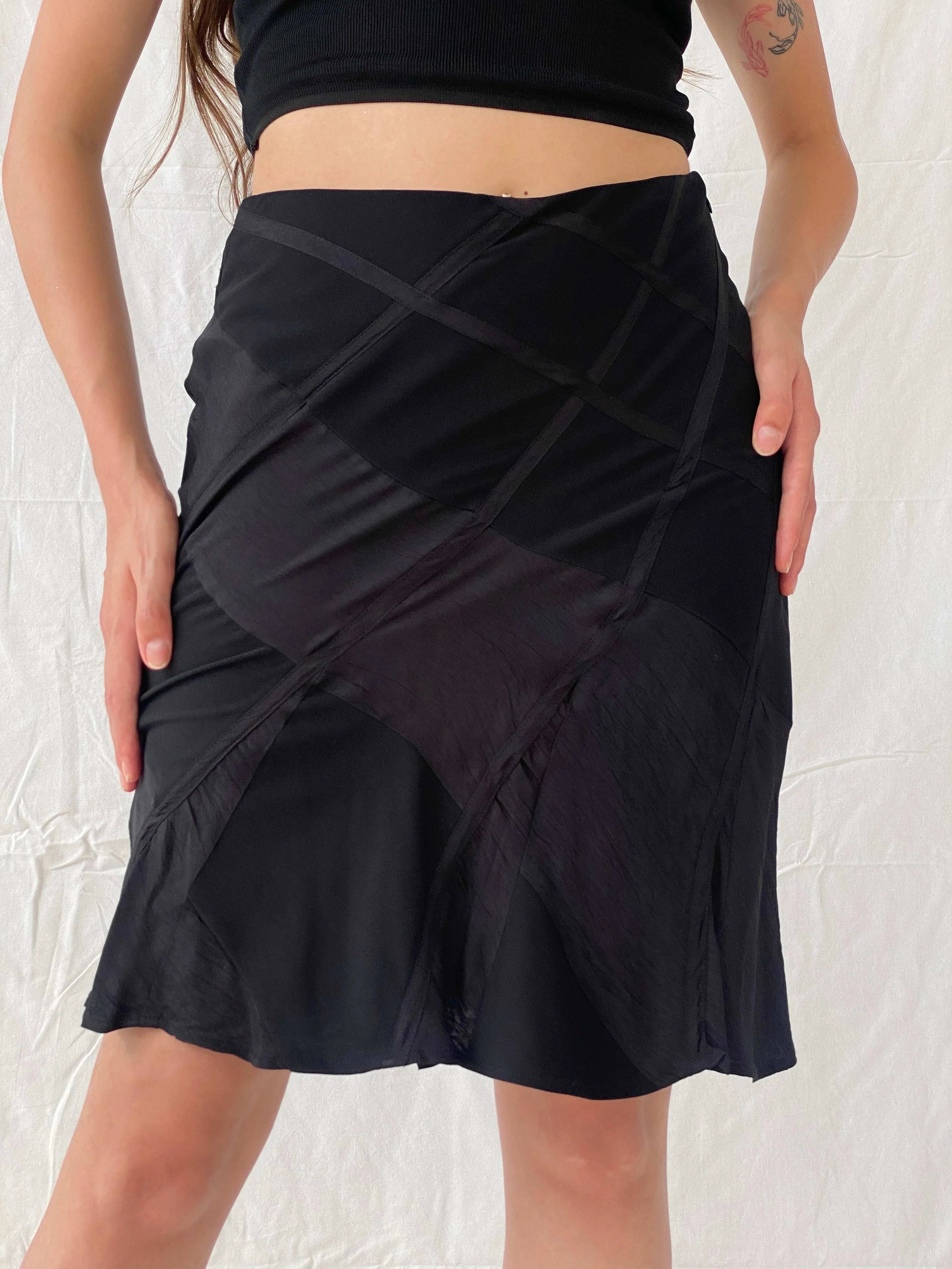 Y2K Sandwich_ Midi Black Office Skirt - Balagan Vintage Midi Skirt 90s, maxi skirt, Mira