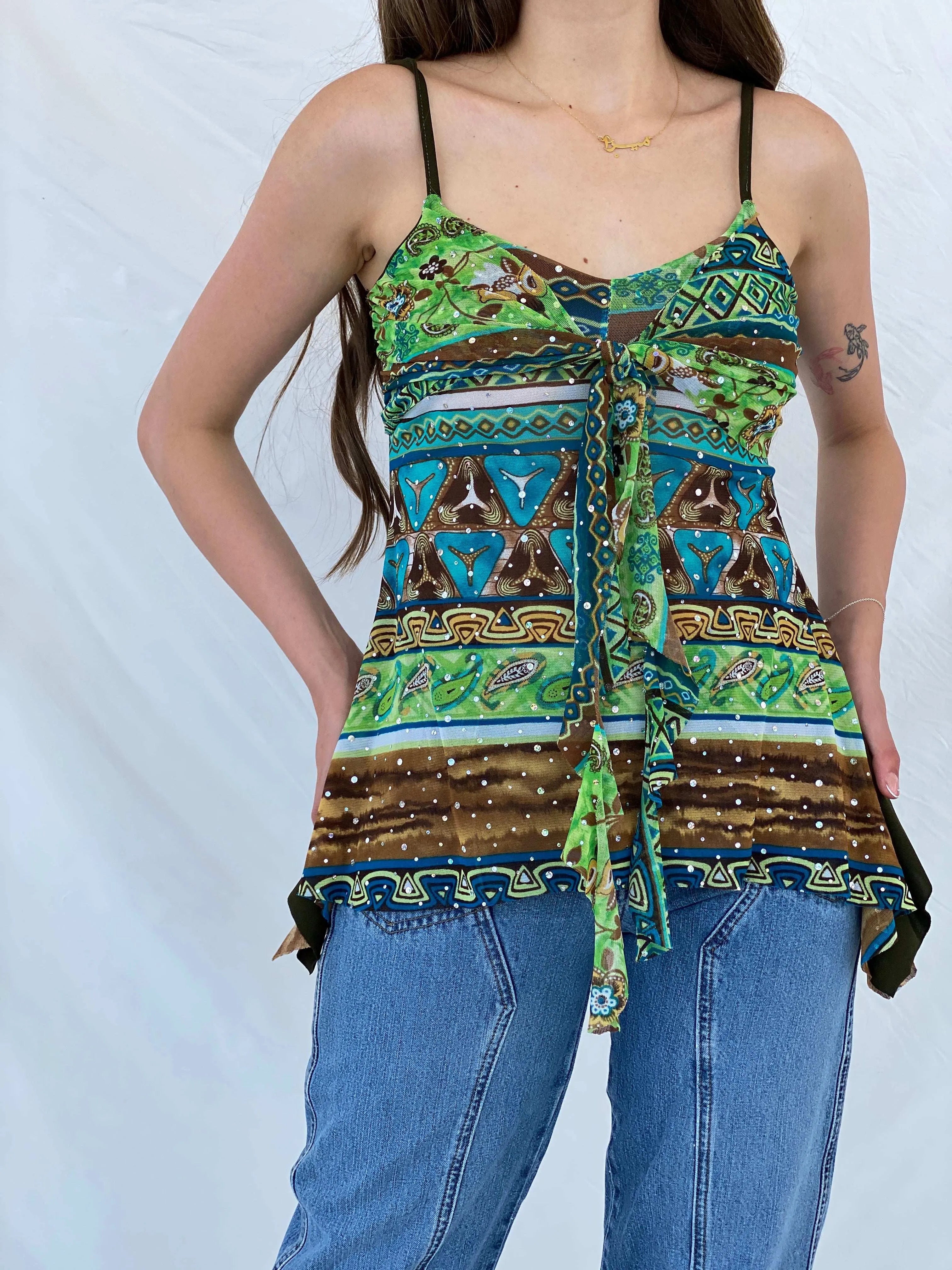Y2K Shimmery Fairy Cami Top - M - Balagan Vintage Cami 00s, 90s, Cami, Deals, floral, Mira