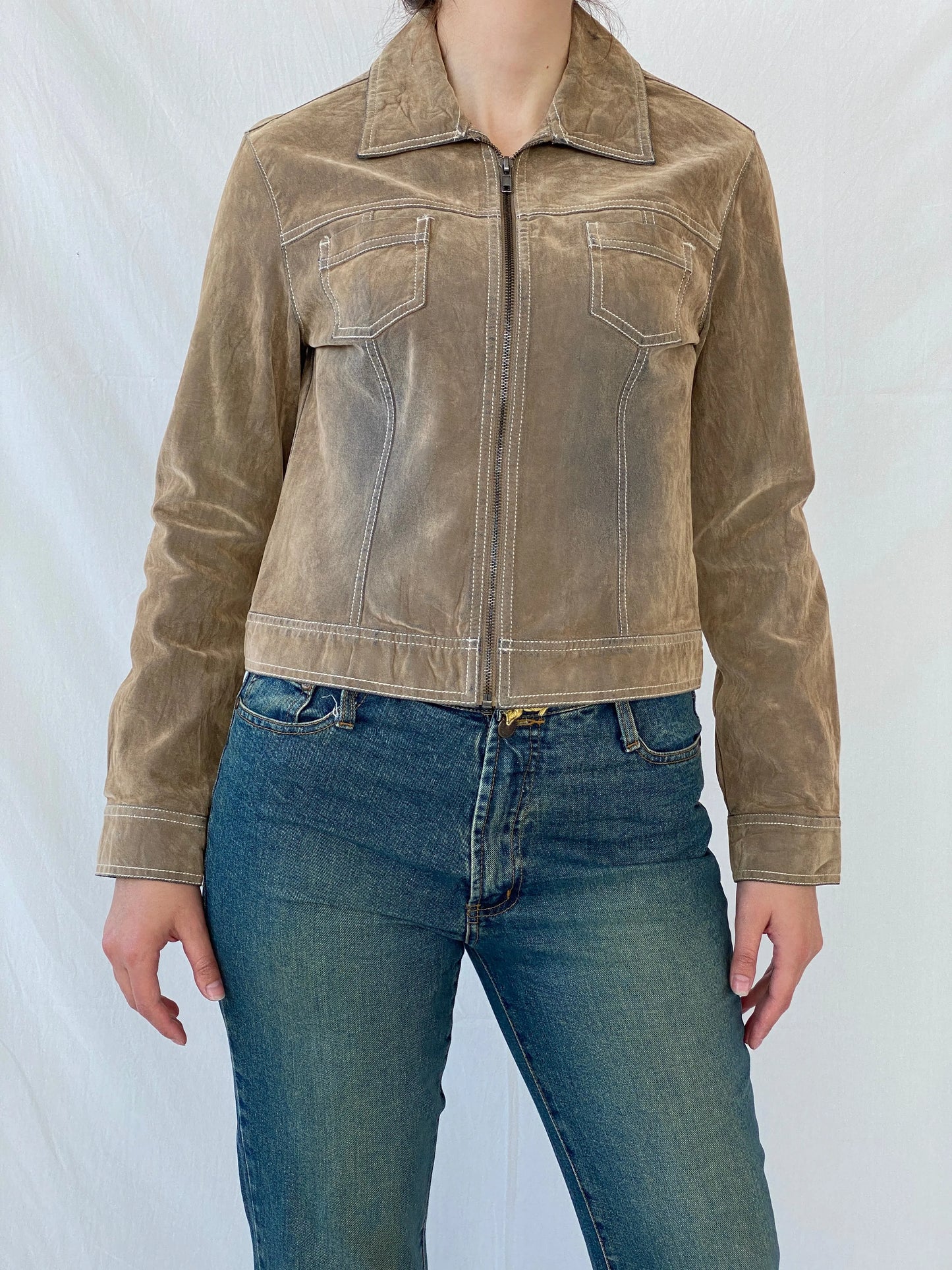 Y2K SO.. So Real So Right Distressed Denim Like Light Jacket - M - Balagan Vintage Jacket 00s, Ayah, Coats&Jackets, denim jacket, jacket