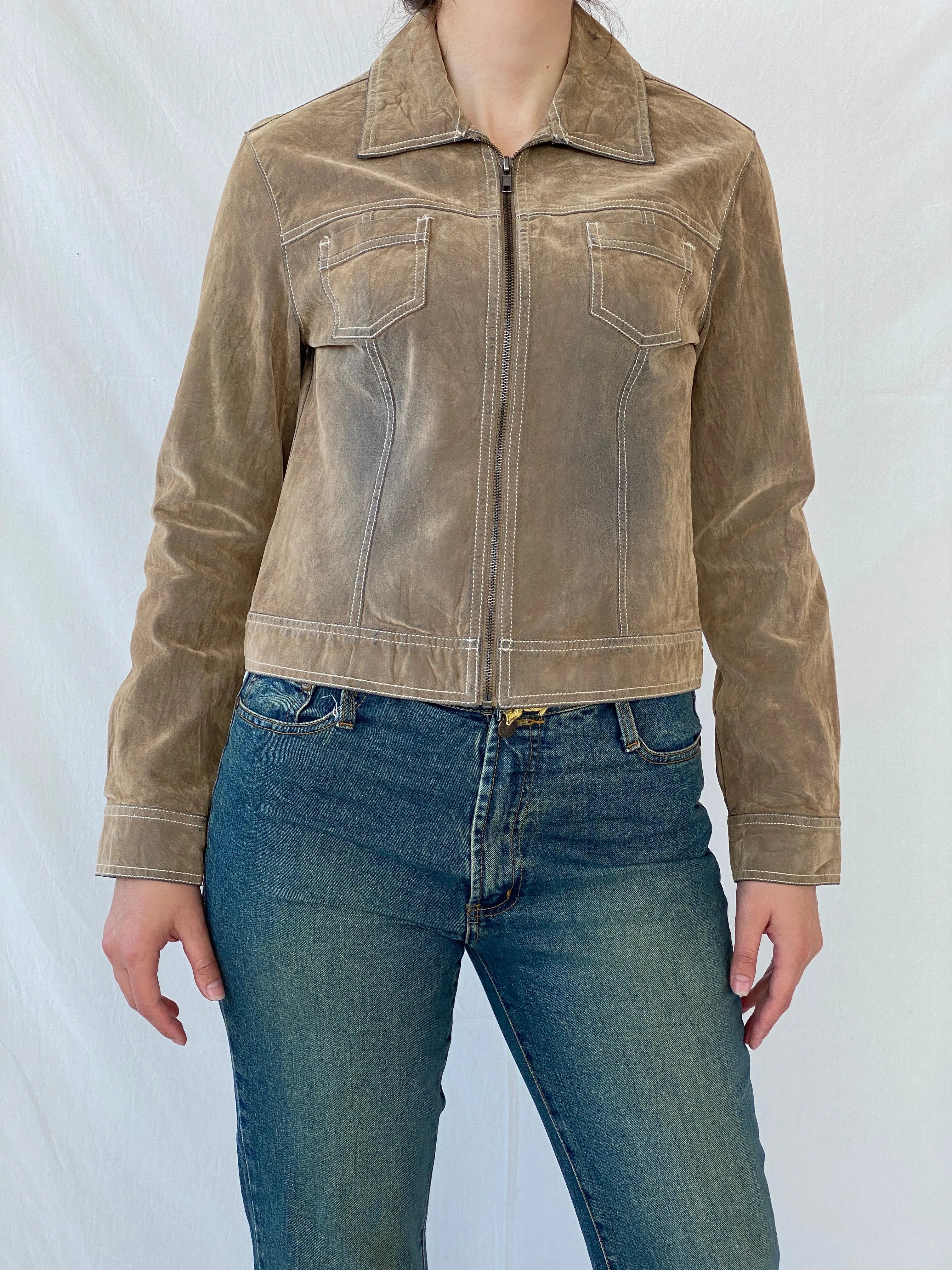 Y2K SO.. So Real So Right Distressed Denim Like Light Jacket - M - Balagan Vintage Jacket 00s, Ayah, Coats&Jackets, denim jacket, jacket