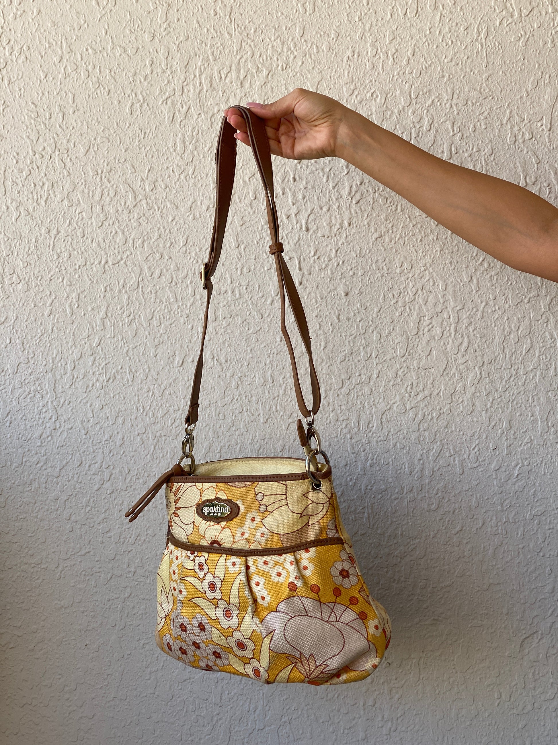 Y2K Spartina Daufuskie Island Floral Yellow Adjustable Strap Bag - Balagan Vintage Cross Body Bag 00s, 90s, bag, floral, NEW IN, shoulder bag, Y2K