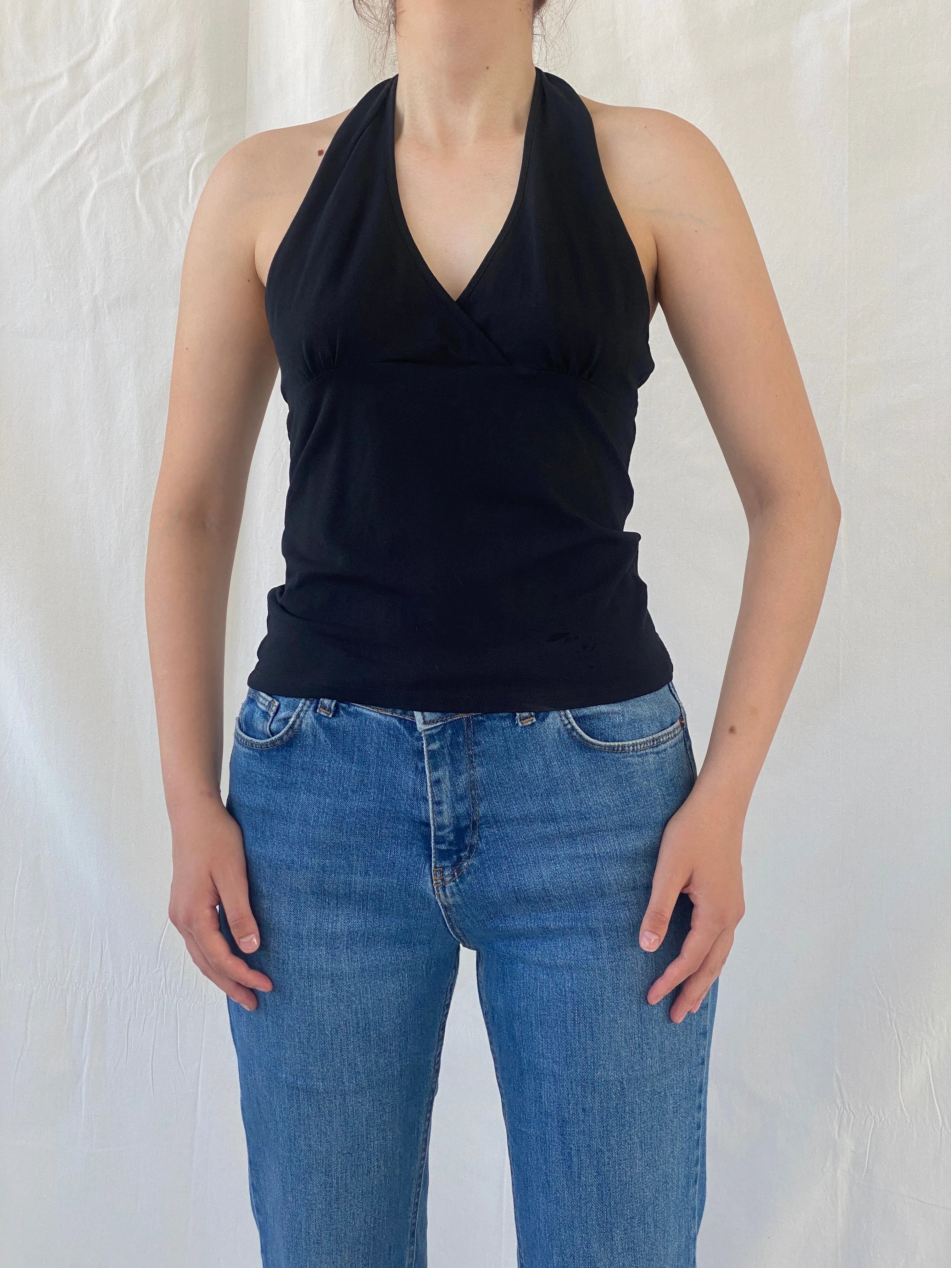 Y2K Stefanel Black Halter Top - M - Balagan Vintage Halter Top 00s, Ayah, halter top, women top
