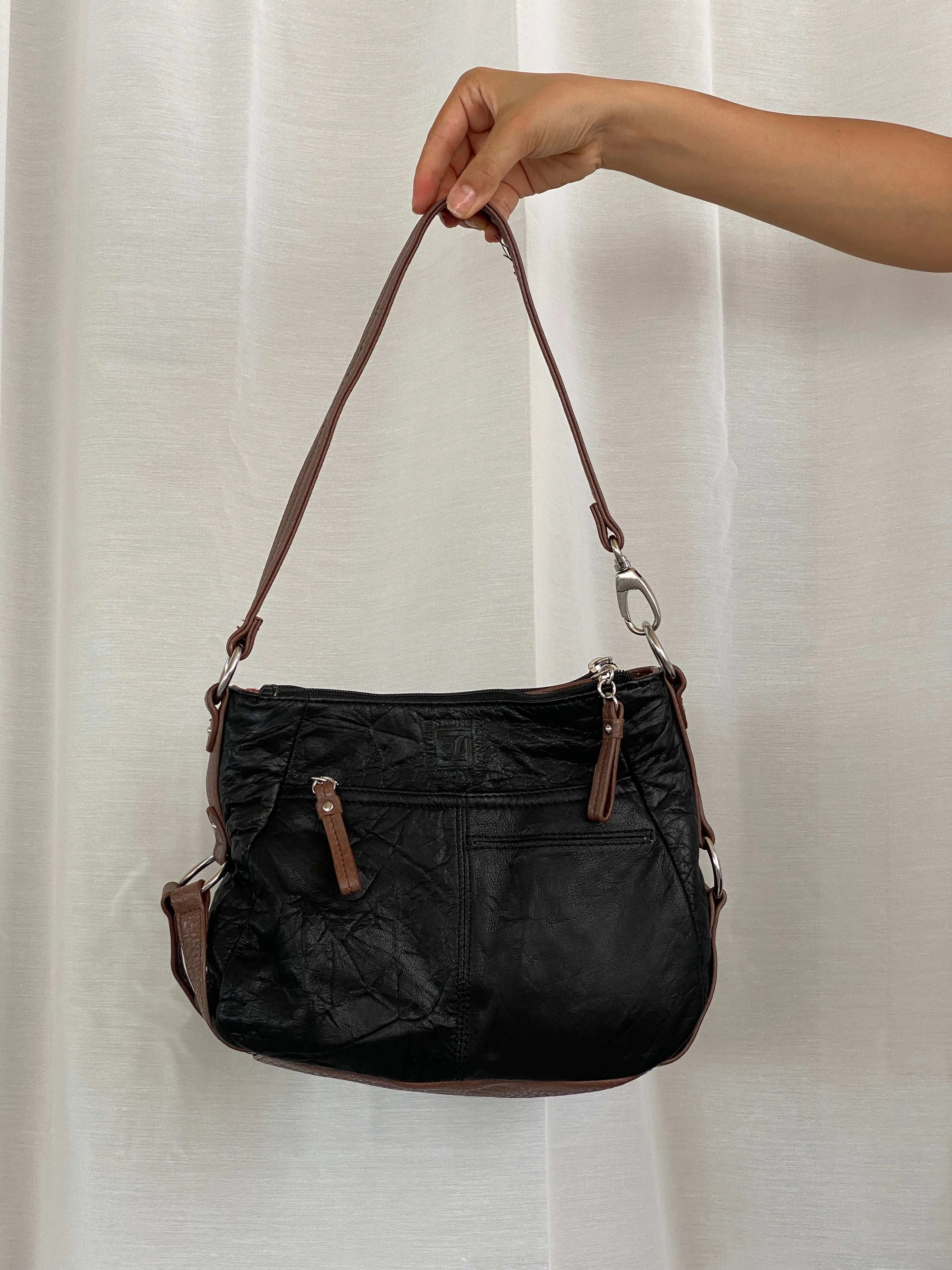 Y2K Stone Mountain Black & Brown Shoulder Bag - Balagan Vintage Shoulder Bag 90s, bag, shoulder bag