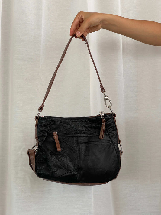 Y2K Stone Mountain Black & Brown Shoulder Bag - Balagan Vintage Shoulder Bag 90s, bag, shoulder bag