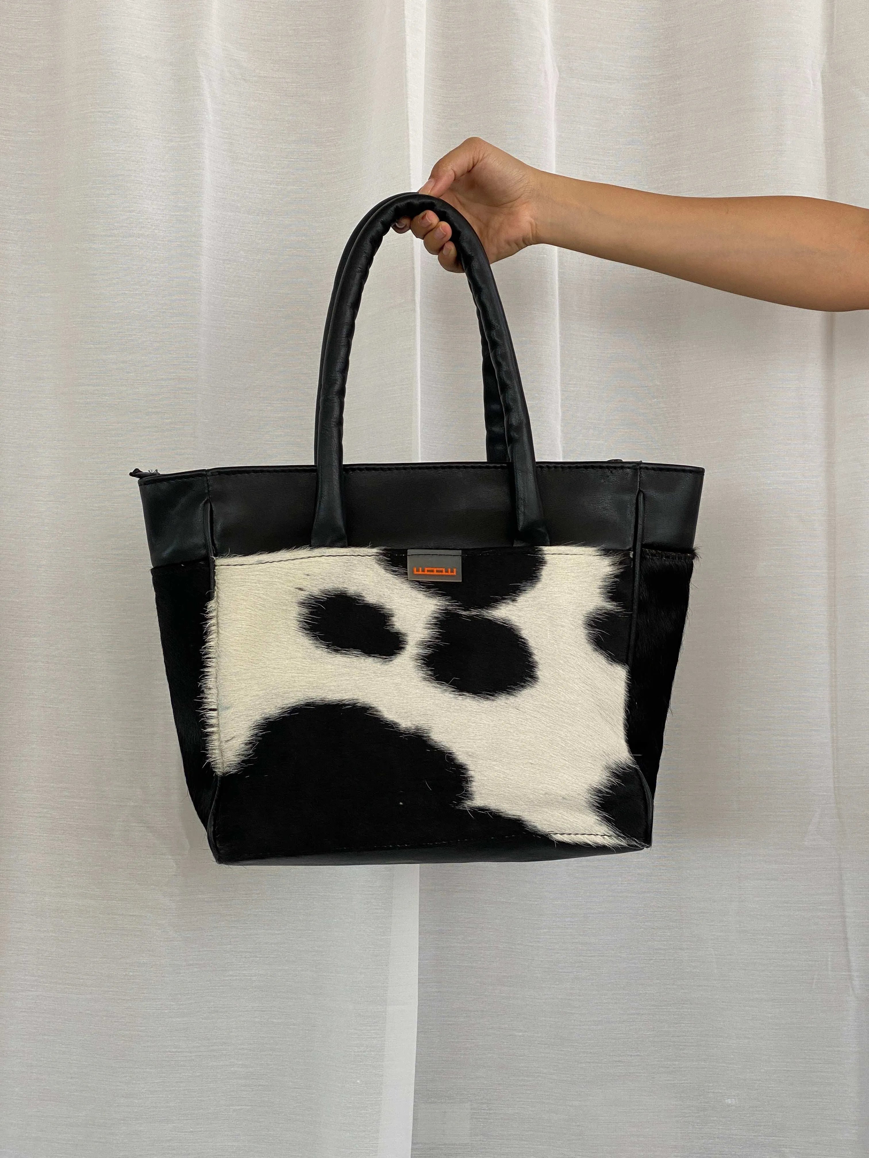 Y2K Woow Cow Pattern Plush Tote Bag - Balagan Vintage Shoulder Bag 90s, bag, shoulder bag, vintage bags