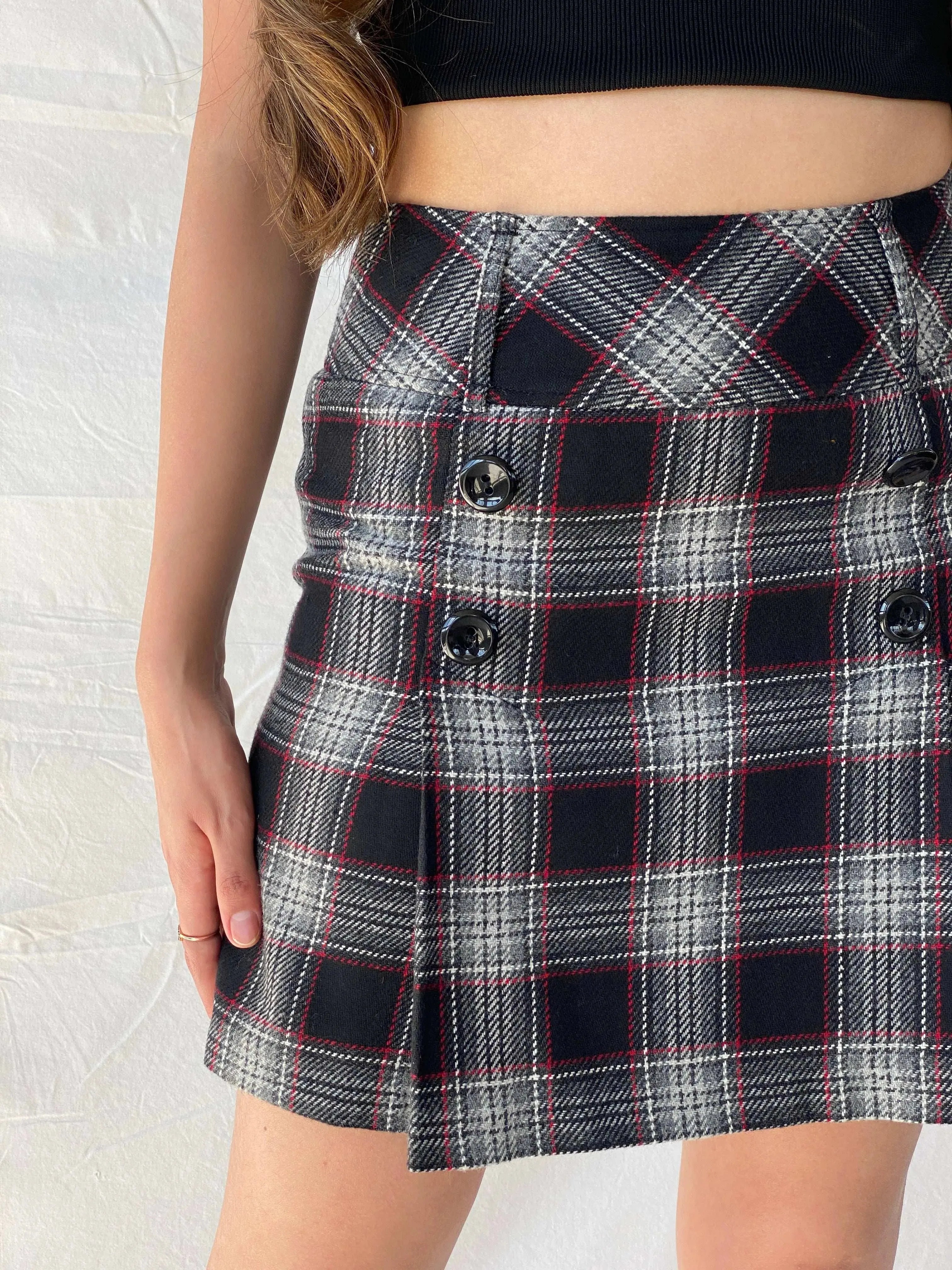 Y2K Yessica Check Pleated Mini Skirt - S - Balagan Vintage Mini Skirt 00s, 90s, consignment, midi skirt, Mira, plaid, plaid skirt, Tojan