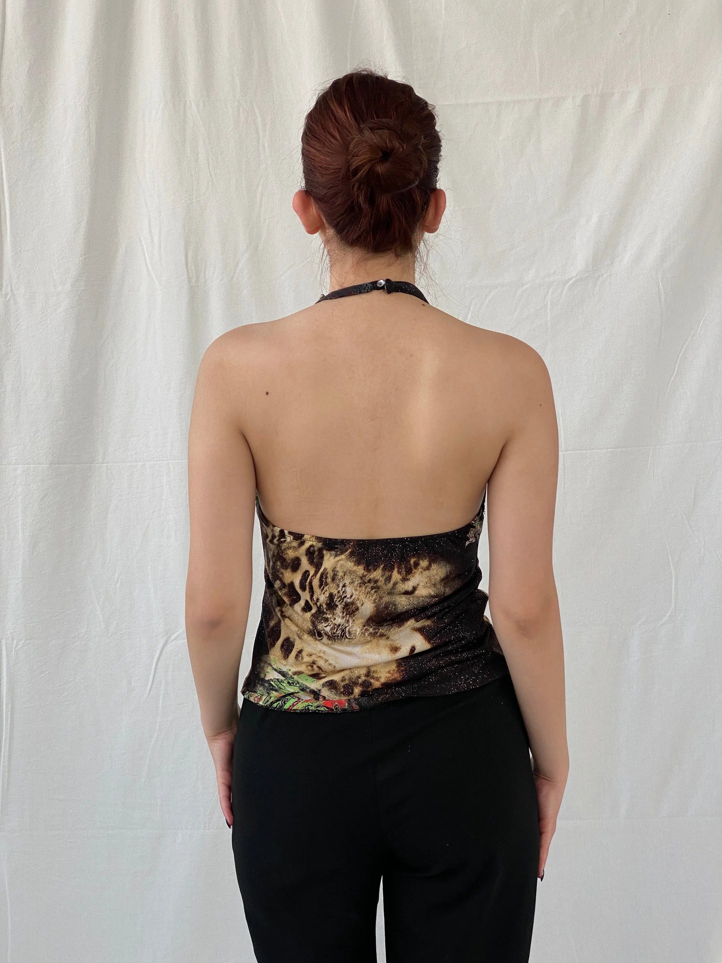 Y2K Zizi Shimmery Paisley Print Embellished Party Halter Top - M - Balagan Vintage Halter Top 00s, Ayah, halter top, Top, women top