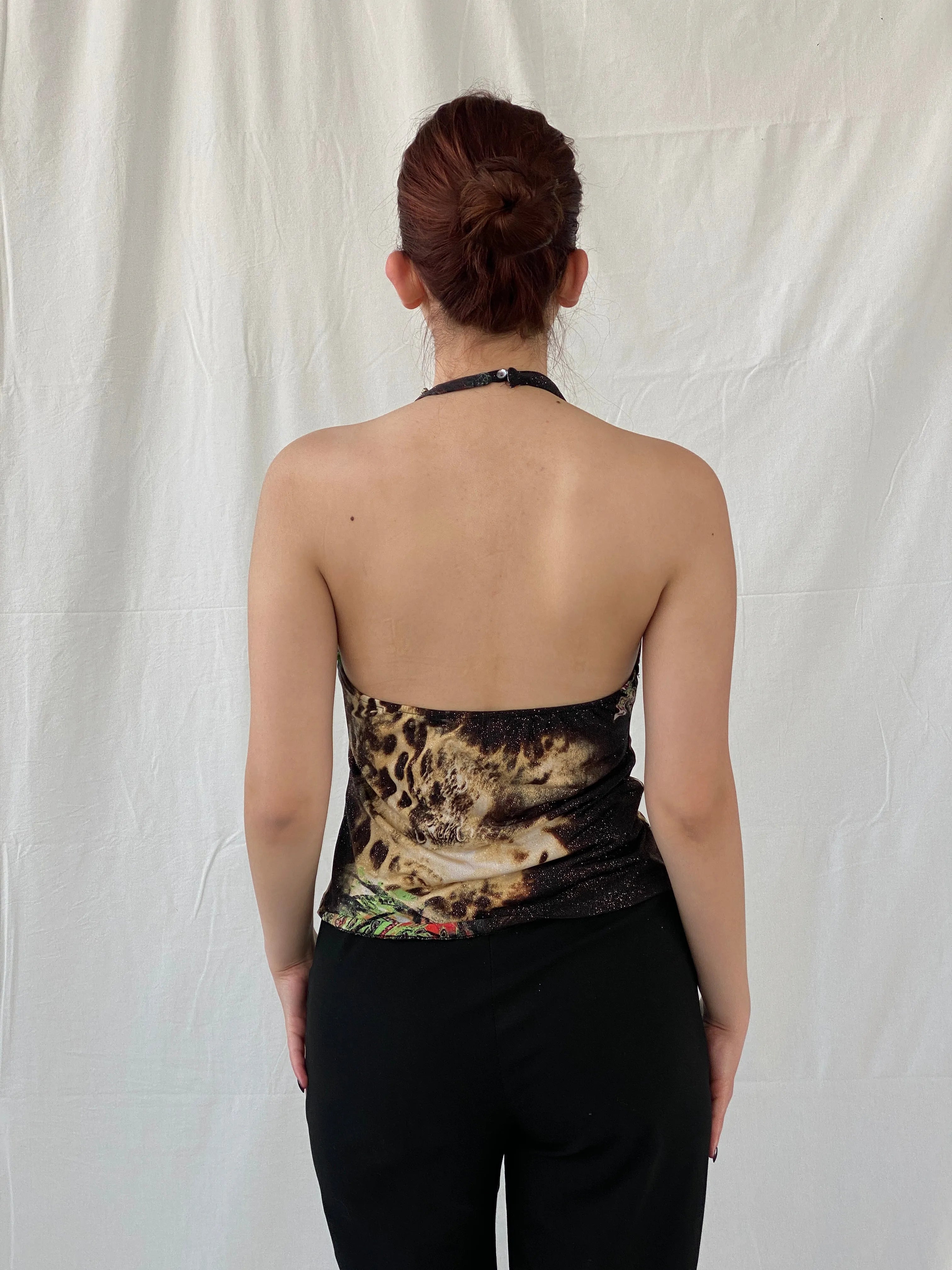 Y2K Zizi Shimmery Paisley Print Embellished Party Halter Top - M - Balagan Vintage Halter Top 00s, Ayah, halter top, Top, women top