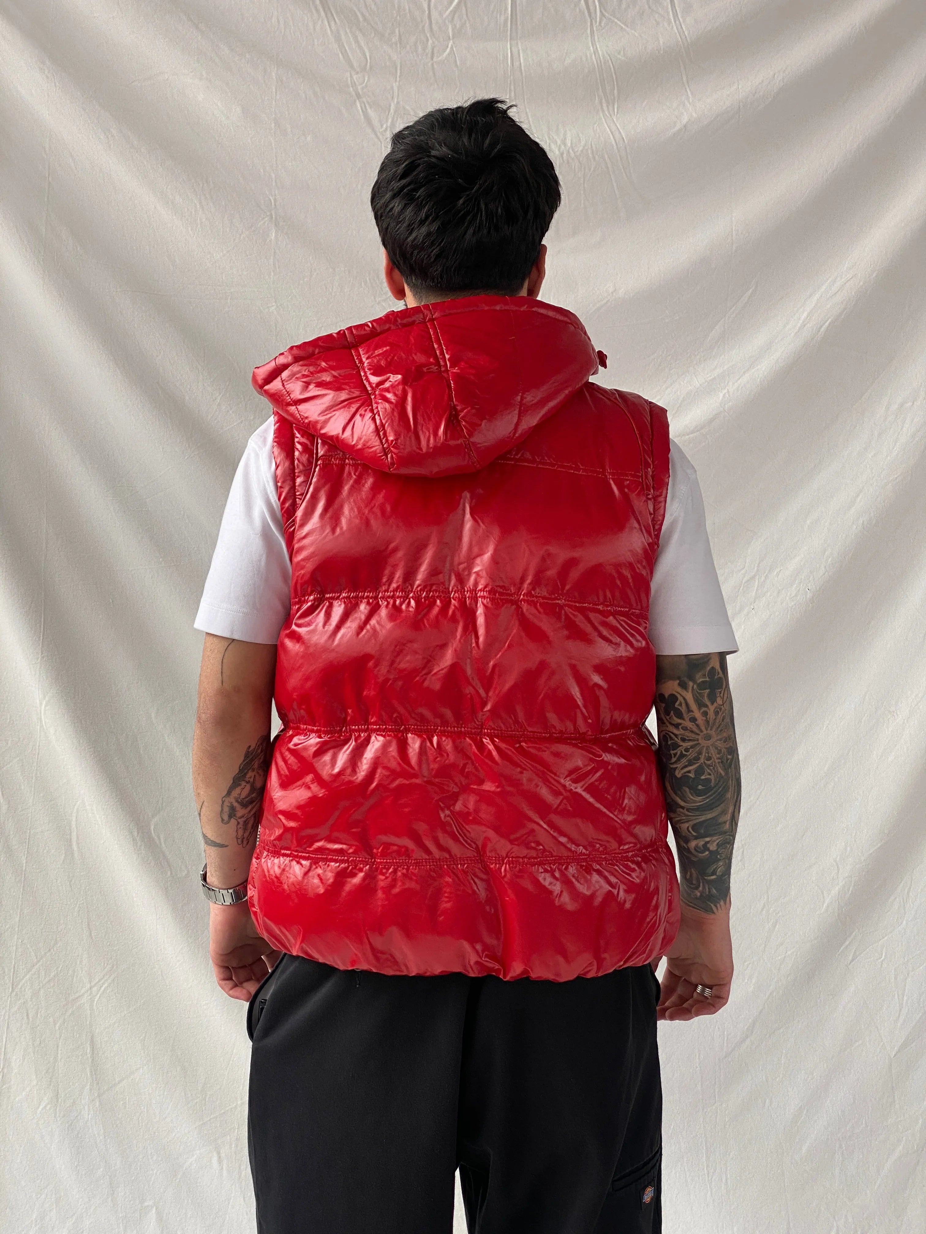 Young & Rich Padded Sleeveless Hooded Puffer Red Vest - M - Balagan Vintage Vest 00s, consignment, Hamza, men, streetwear, vest, winter