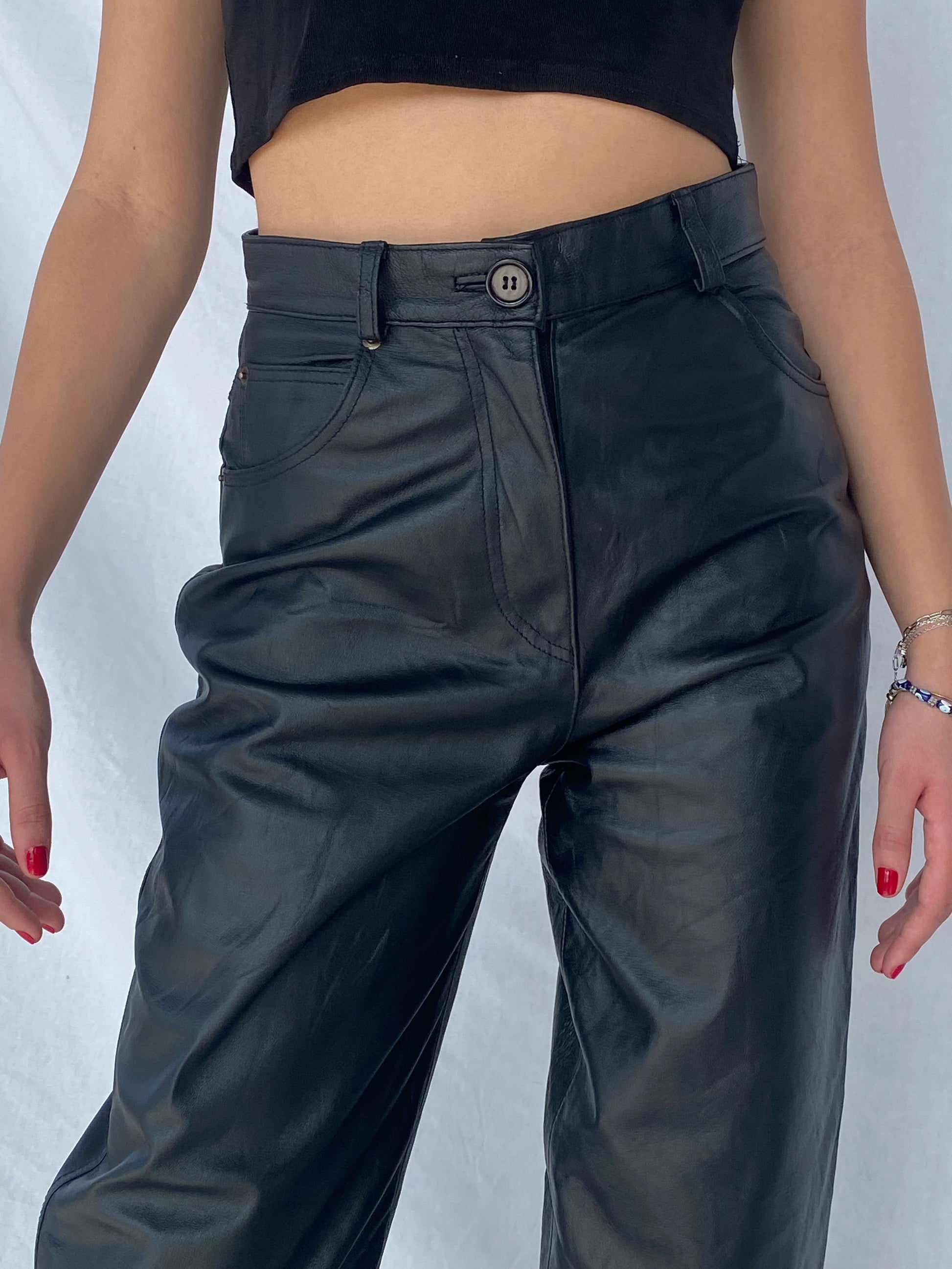 Authentic Clothing Company Leather Pants - Balagan Vintage Leather Pants 90s, black leather, genuine leather, leather, vintage