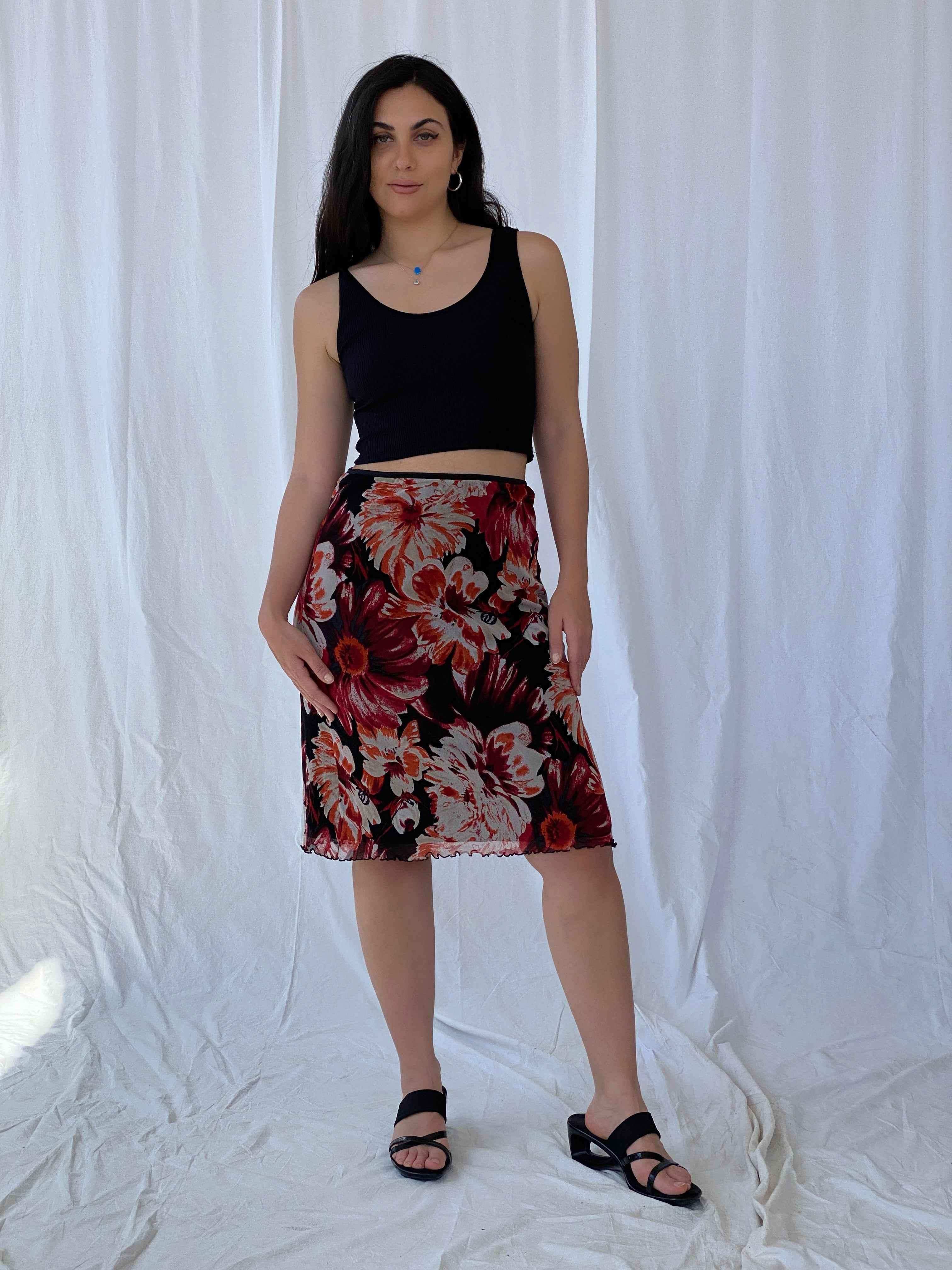 Y2K Street One Floral Skirt - Balagan Vintage Midi Skirt 00s, Batoul, floral, floral skirt, midi skirt, Y2K