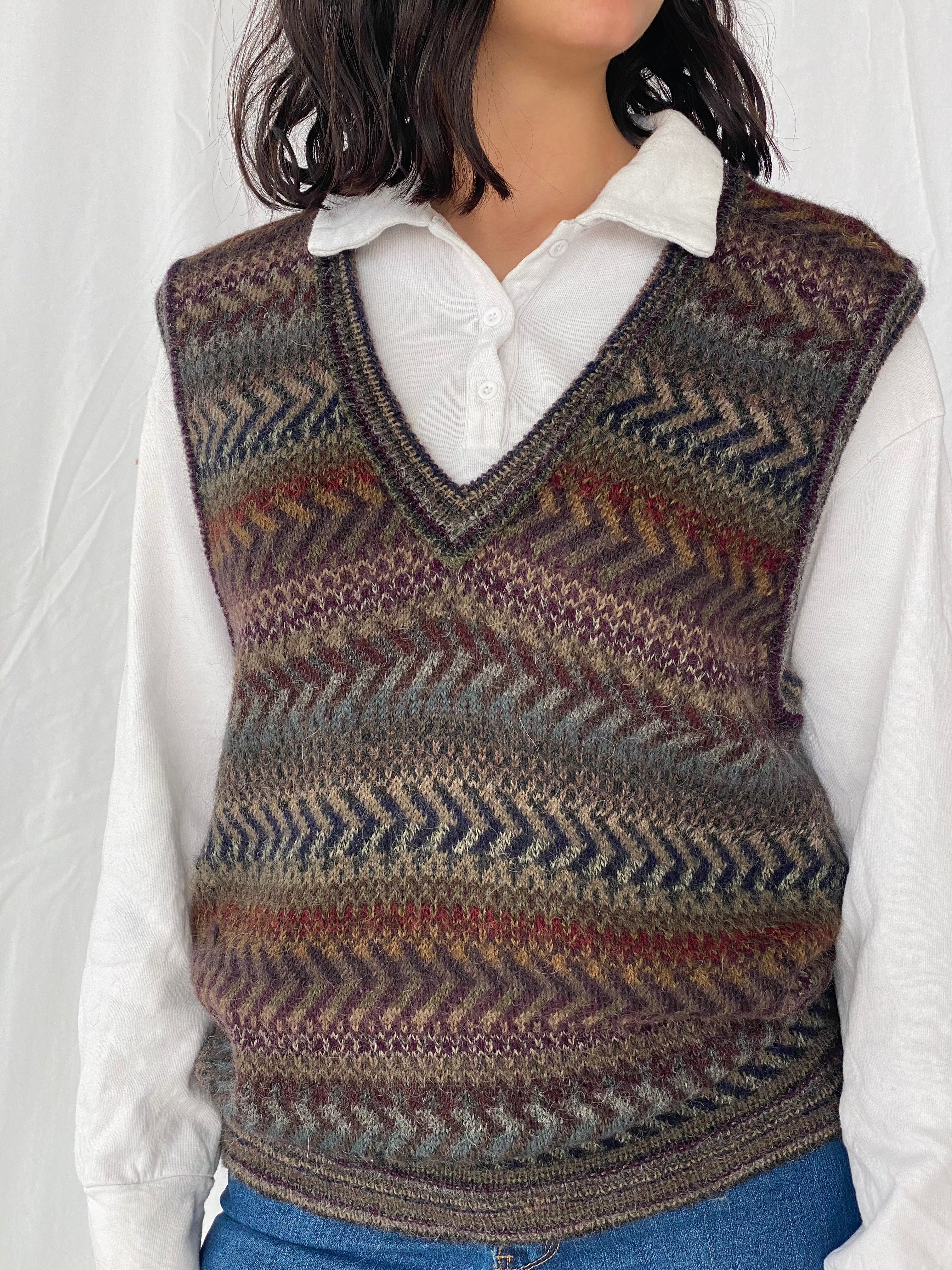 Vintage The Peruvian Connection Sweater Vest - Balagan Vintage Vest 80s, 90s, knit, knitted, vest, vintage