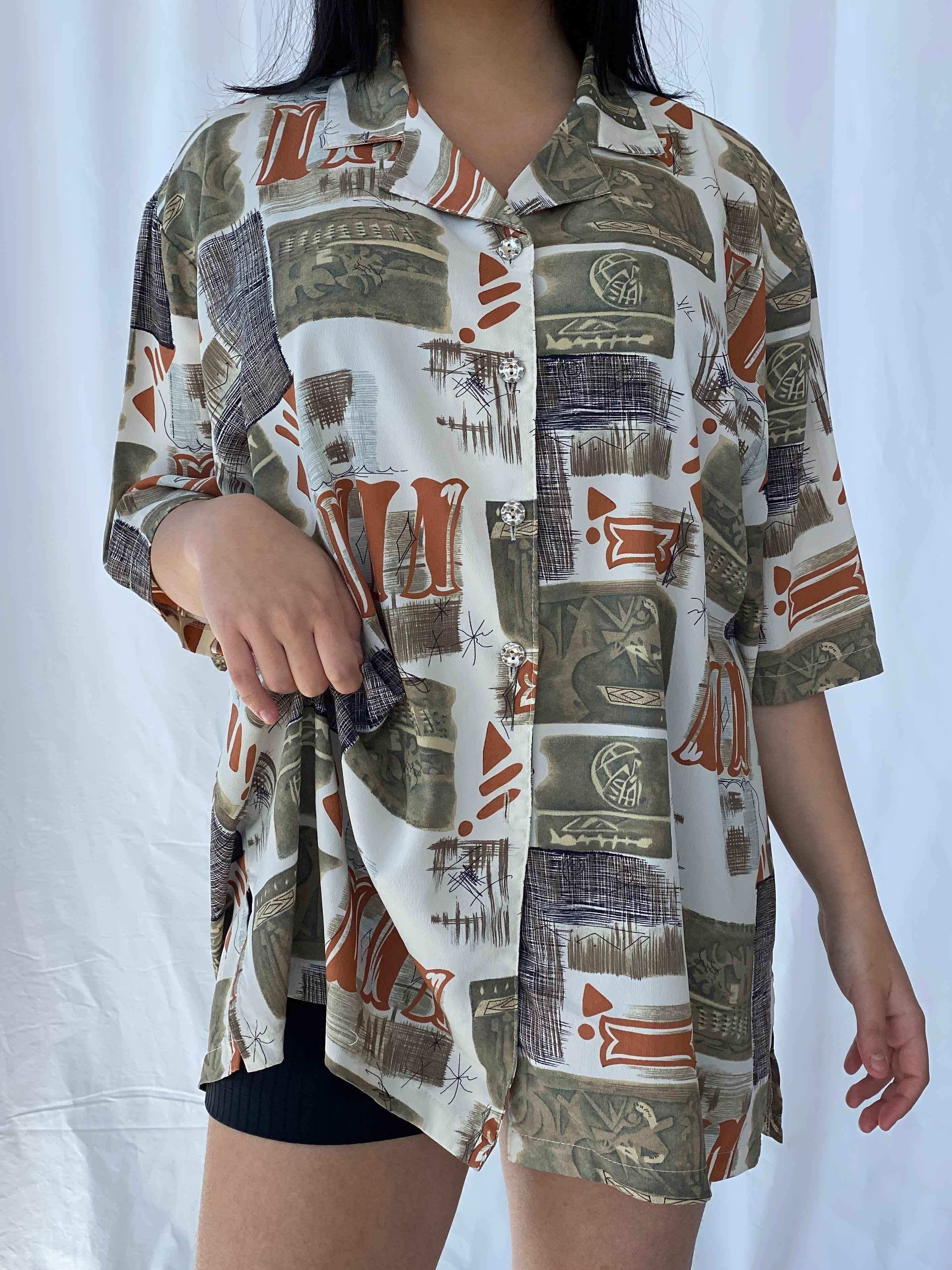 Vintage Serali Shirt - Balagan Vintage Half Sleeve Shirt 90s, half sleeve shirt, print, printed shirt