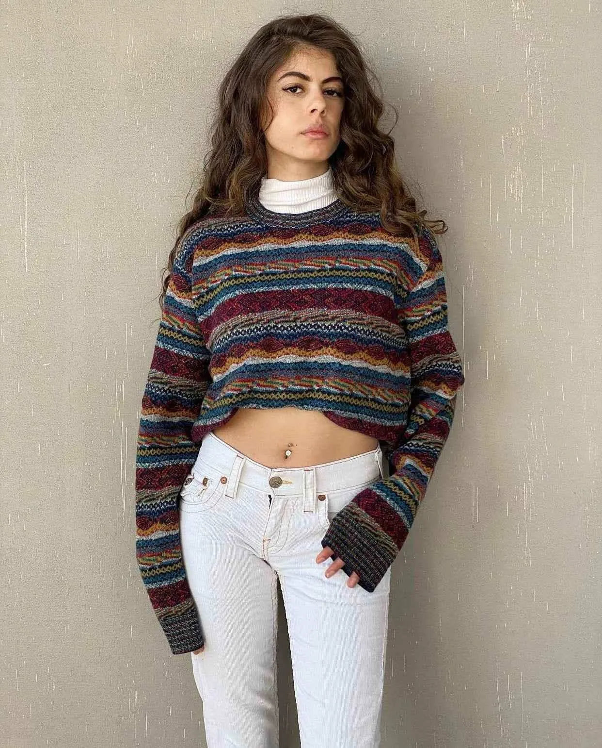 Vintage 80s/90s Norm Thompson Patterned Knitted Sweater - Balagan Vintage Sweater 90s, print, printed sweater, sweater, unisex, vintage, vintage sweater, winter, women, Y2K
