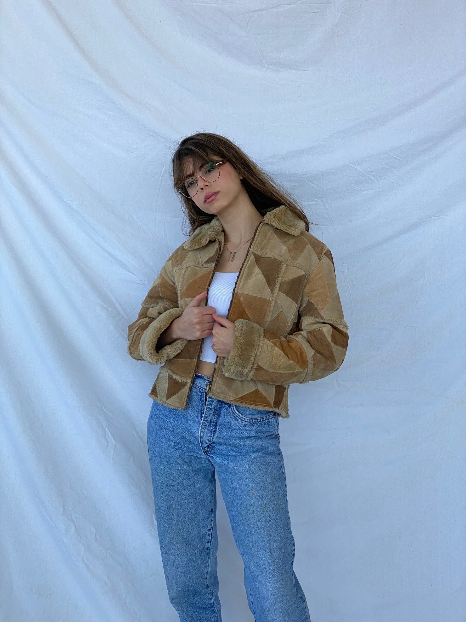 Vintage Afghan Style Genuine Suede Patchwork Jacket - Balagan Vintage Leather Jacket brown leather, leather jacket, patchwork, suede, suede jacket