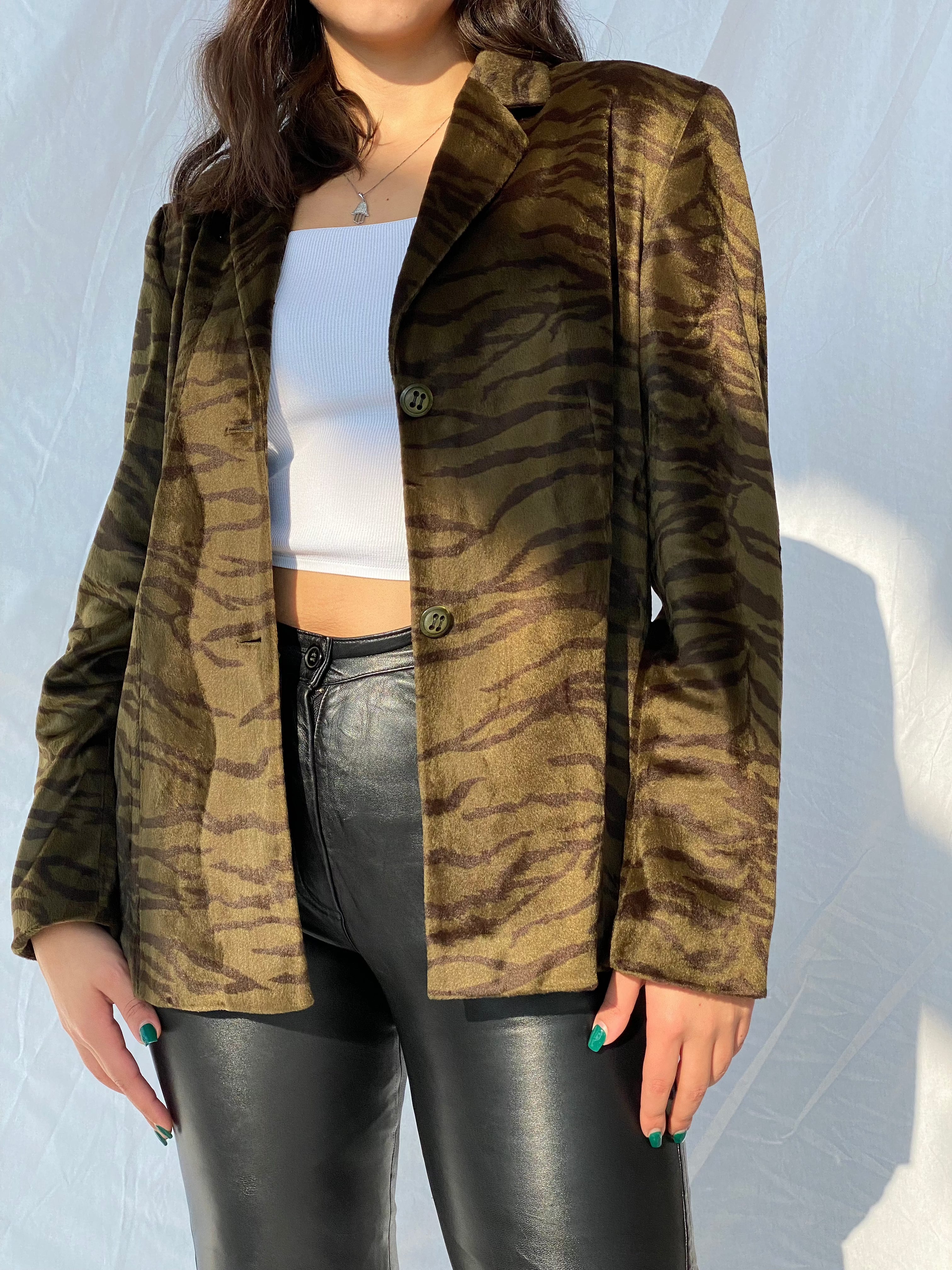 Vintage Animal Print Jacket - Balagan Vintage Blazer 90s, blazer, outerwear, oversized, vintage, vintage blazer