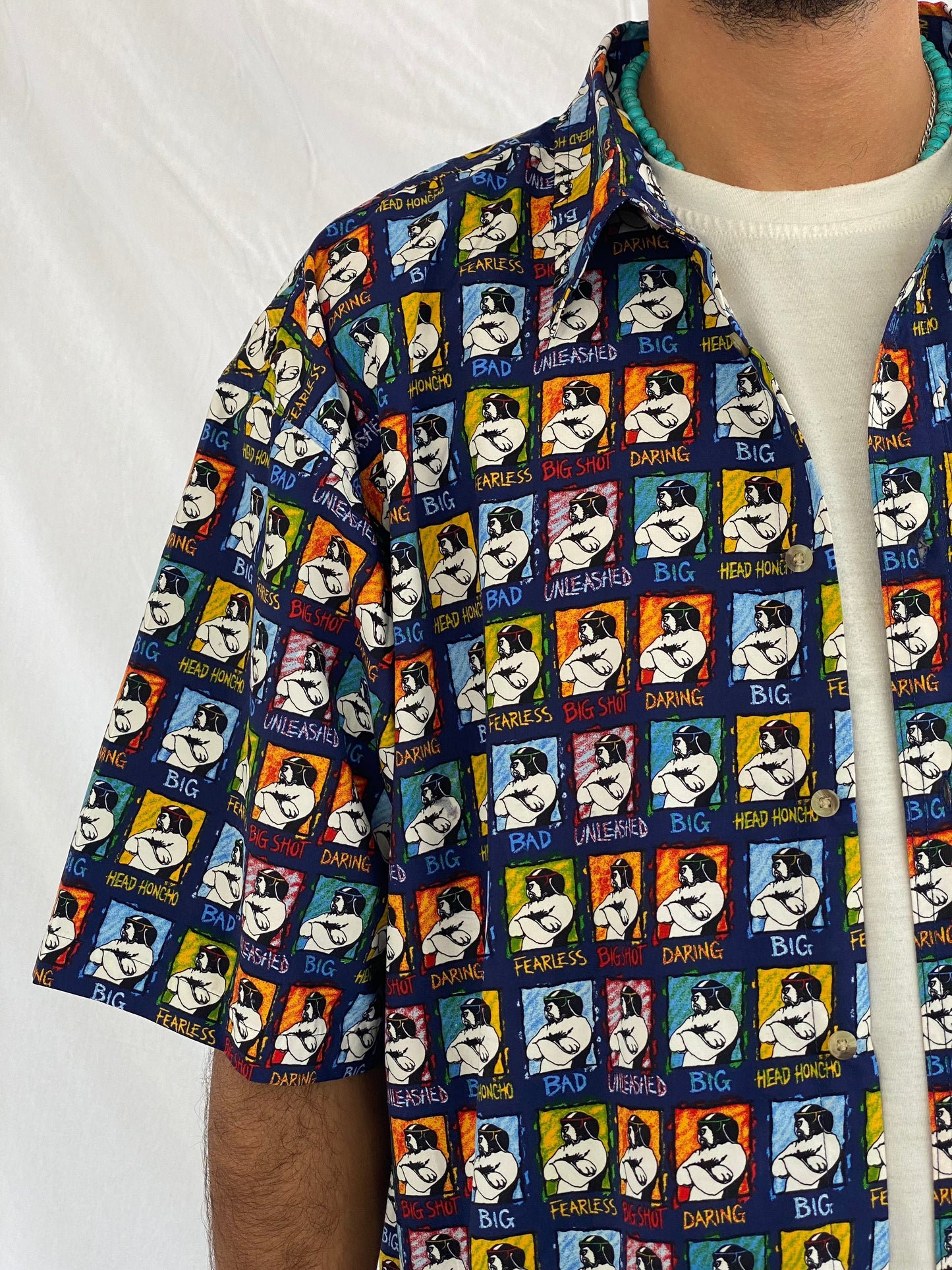 Vintage Big Dogs Half Sleeve Shirt - Balagan Vintage Half Sleeve Shirt 00s, 90s, bigdogs, crazy print, Deals, half sleeve shirt, outerwear, oversized, oversized shirt, printed shirt, prints, shirt, shirts, summer, summer prints, techno, techno wear, unisex, unisex shirts, vintage, vintage prints, women, women shirt, Y2K