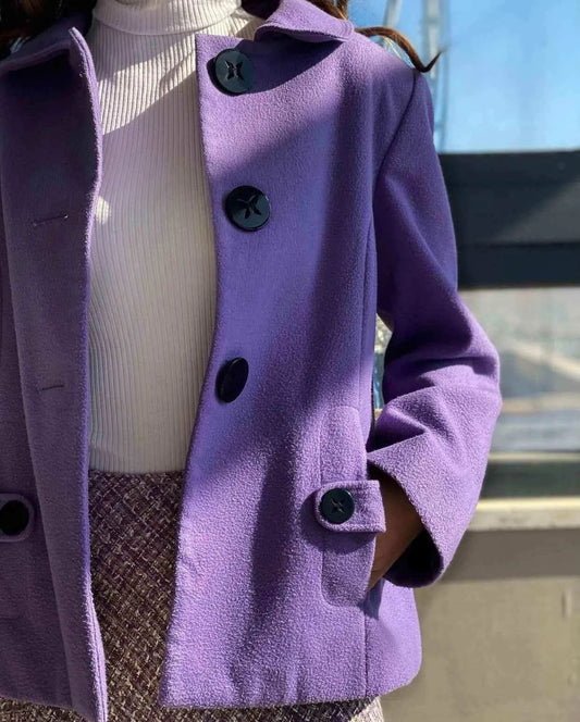 Vintage BM Purple Short Coat Buttoned Jacket - XL - Balagan Vintage Coat 80s, 90s, coat, Coats&Jackets, outerwear, vintage, winter, women, Women's Coats