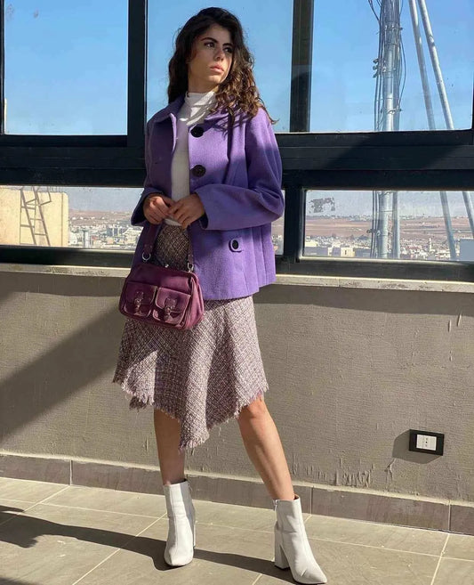 Vintage BM Purple Short Coat Buttoned Jacket - XL - Balagan Vintage Coat 80s, 90s, coat, Coats&Jackets, outerwear, vintage, winter, women, Women's Coats