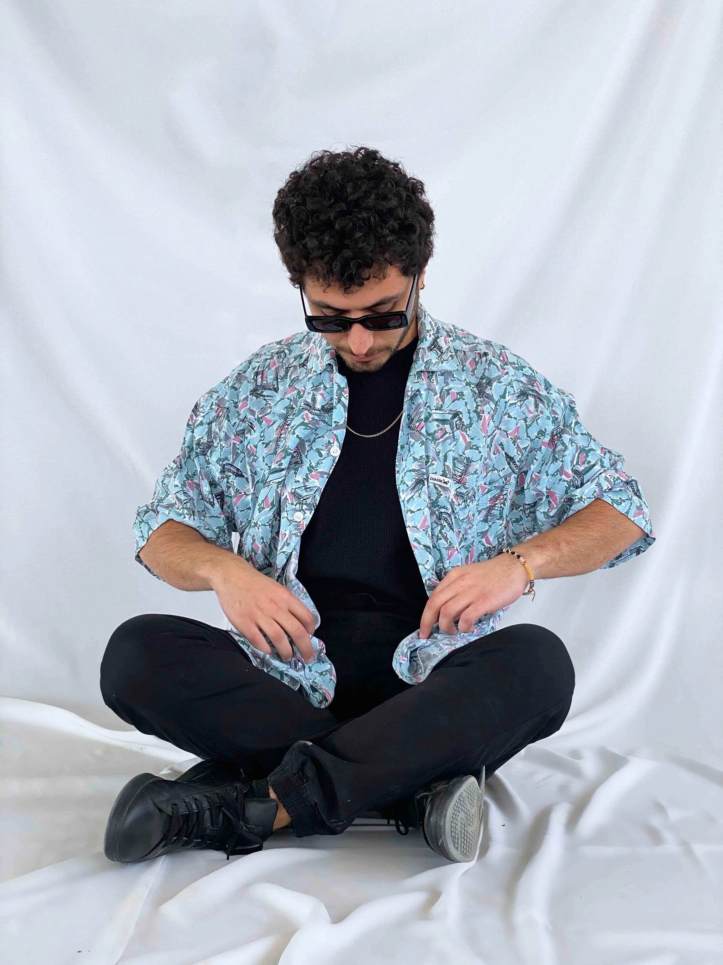 Vintage CHASER Printed Shirt - Balagan Vintage Half Sleeve Shirt crazy print, Deals, half sleeve shirt, men, mens shirt, oversized, oversized shirt, printed shirt, retro, shirt, streetwear, summer, techno, techno wear, unisex