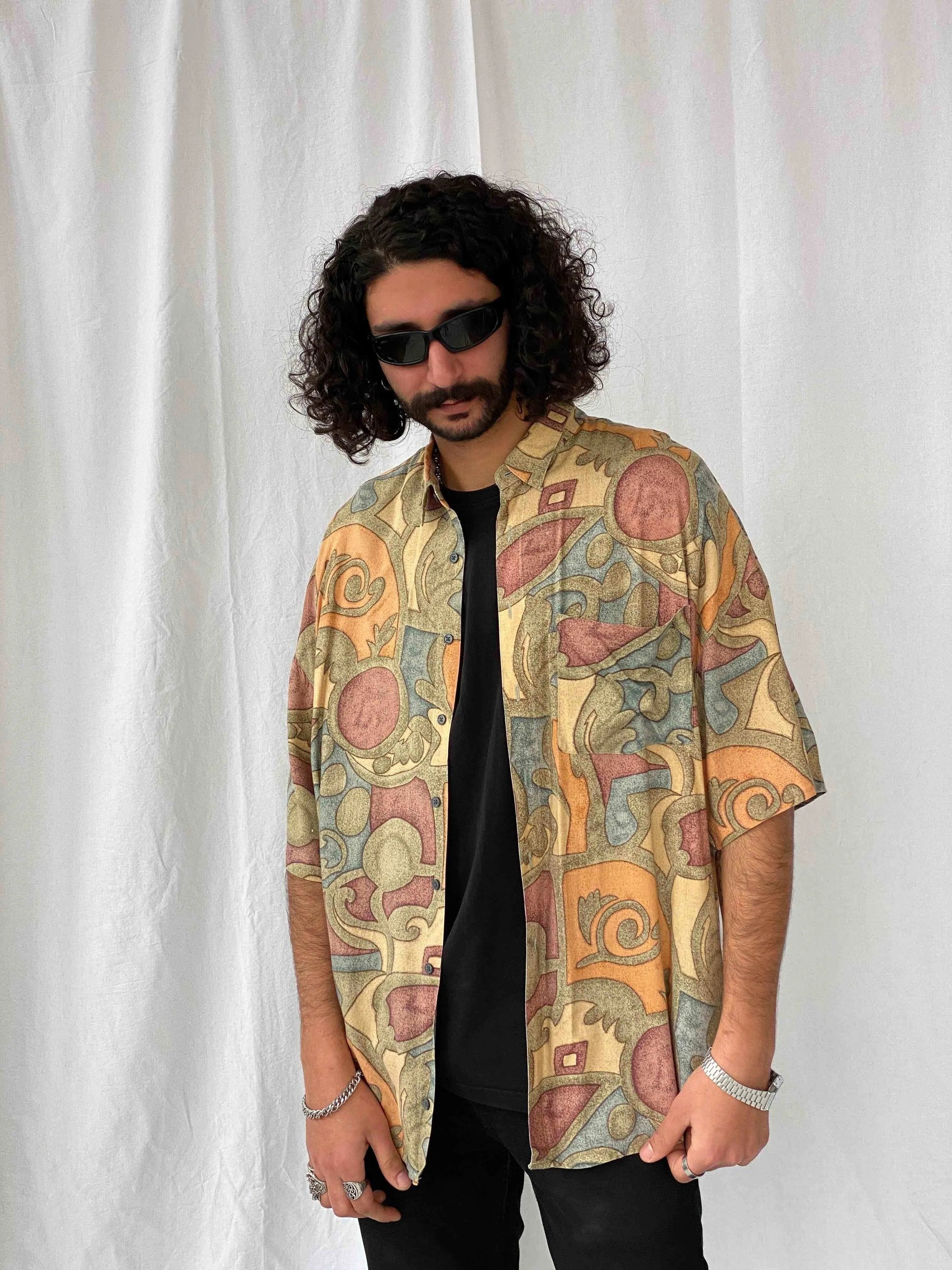 Vintage Chimaré Printed Shirt - Balagan Vintage Half Sleeve Shirt 90s, half sleeve shirt, men, printed shirt