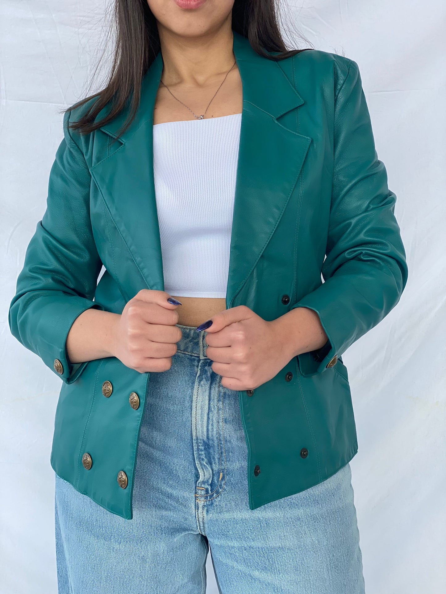 Vintage Gabriel Angeli Creation Paris Genuine Leather Blazer - Balagan Vintage Leather Blazer blazer, Coats&Jackets, Deals, full sleeve blazer, genuine leather, leather blazer, Women's Blazers, Women's Leather Jackets