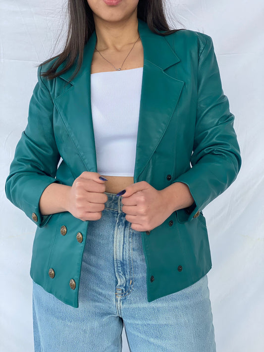Vintage Gabriel Angeli Creation Paris Genuine Leather Blazer - Balagan Vintage Leather Blazer blazer, Coats&Jackets, Deals, full sleeve blazer, genuine leather, leather blazer, Women's Blazers, Women's Leather Jackets