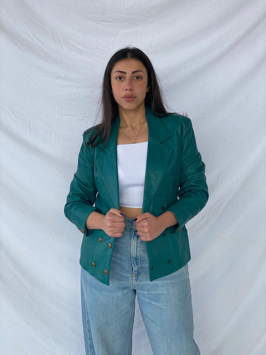 Vintage Gabriel Angeli Creation Paris Genuine Leather Blazer - Balagan Vintage Leather Blazer blazer, Coats&Jackets, Deals, full sleeve blazer, genuine leather, leather blazer, Women's Blazers, Women's Leather Jackets