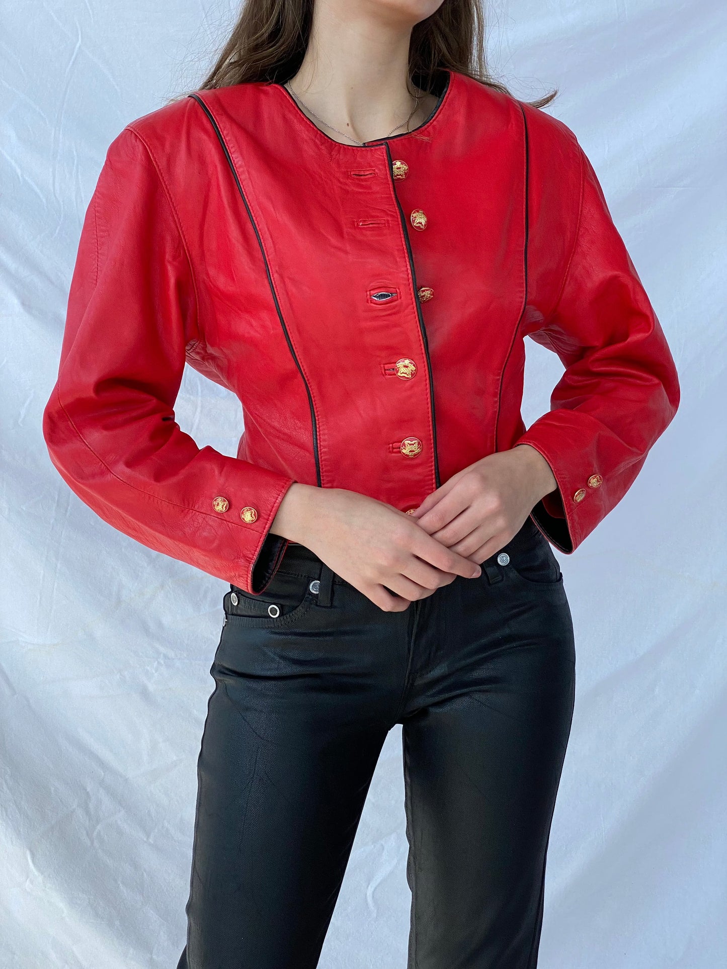 Vintage Genuine Leather Jacket - Balagan Vintage Leather Jacket Coats&Jackets, Deals, genuine leather, genuine leather jacket, leather jacket, red leather, Women's Leather Jackets
