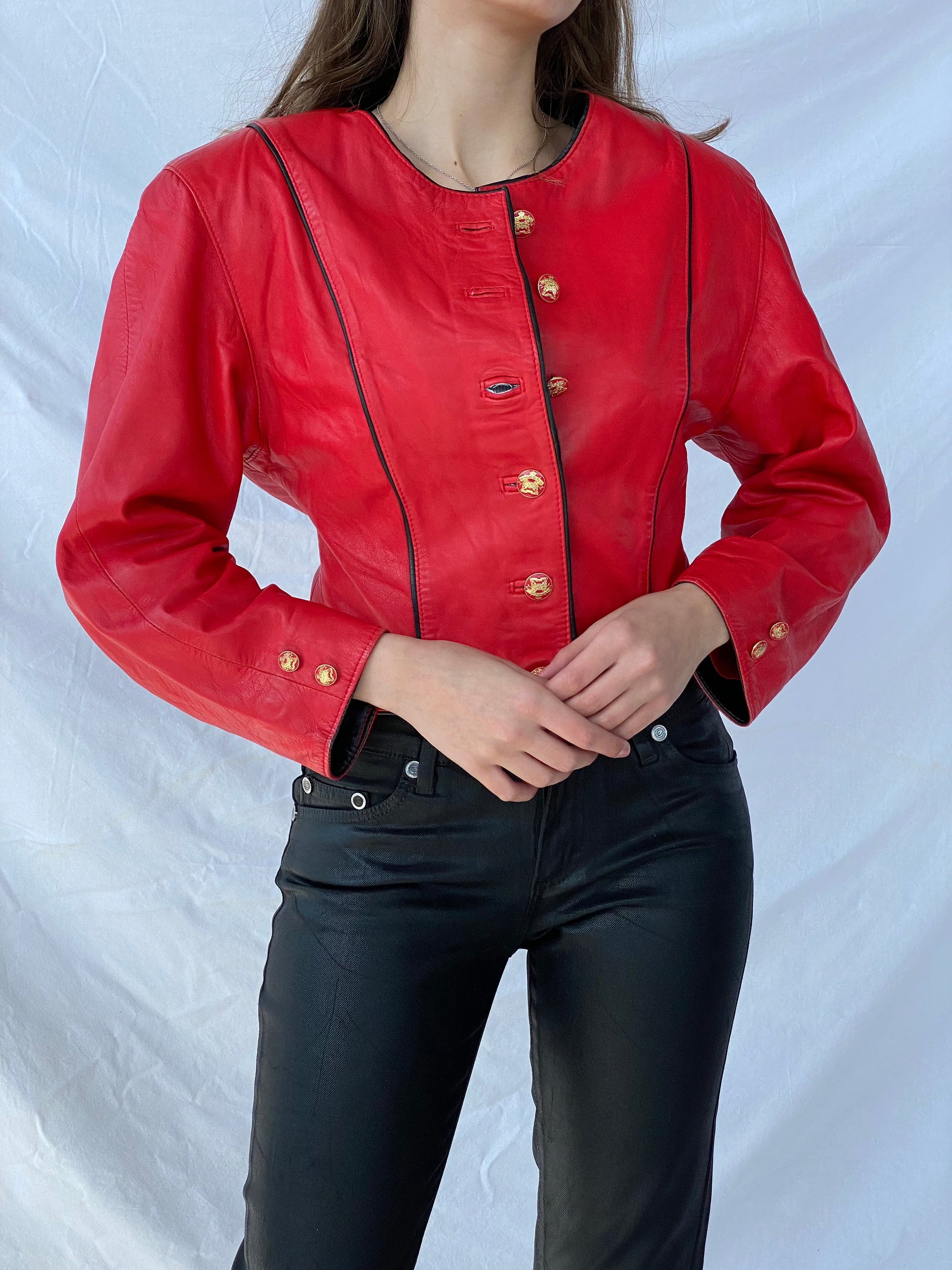 Vintage Genuine Leather Jacket - Balagan Vintage Leather Jacket Coats&Jackets, Deals, genuine leather, genuine leather jacket, leather jacket, red leather, Women's Leather Jackets