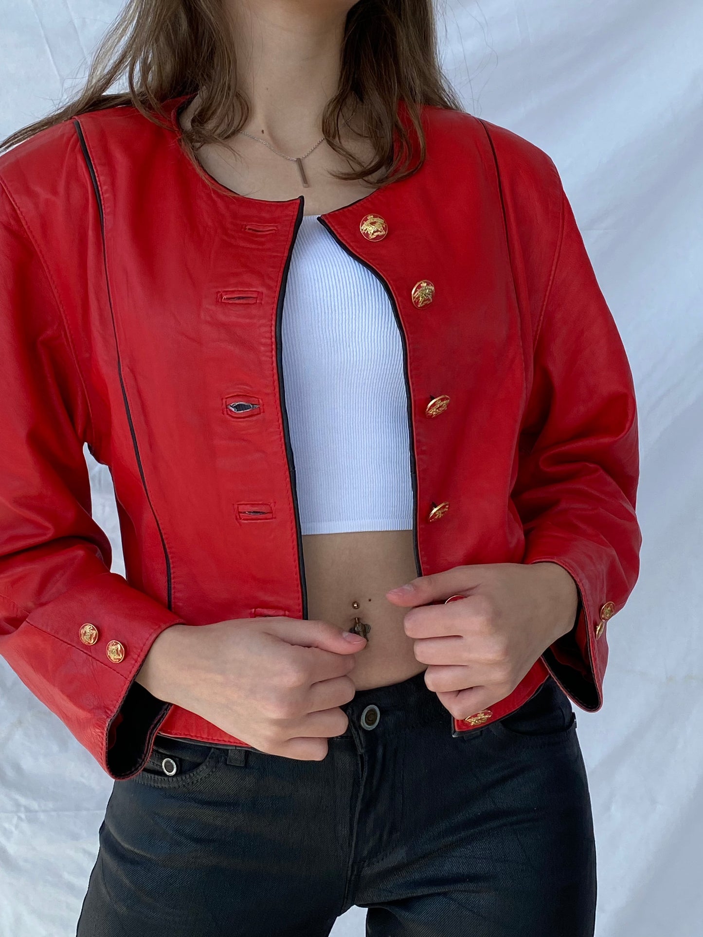 Vintage Genuine Leather Jacket - Balagan Vintage Leather Jacket Coats&Jackets, Deals, genuine leather, genuine leather jacket, leather jacket, red leather, Women's Leather Jackets