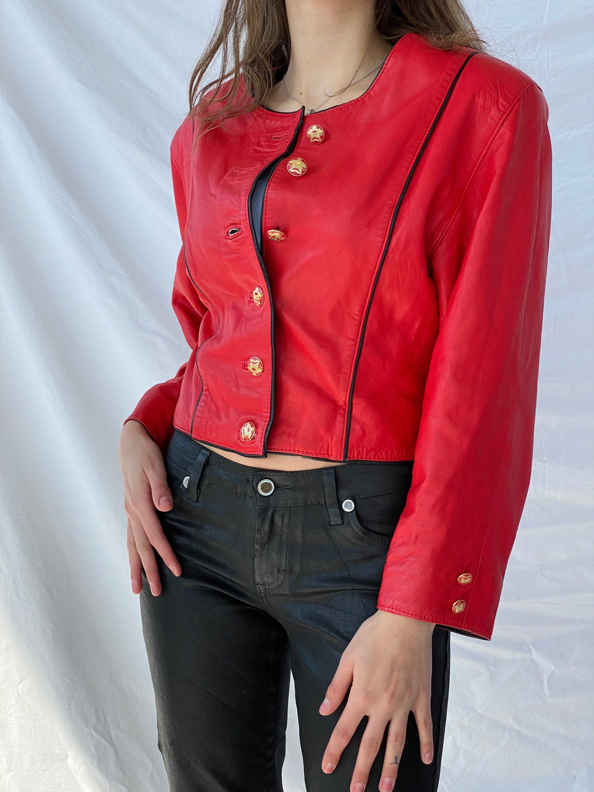 Vintage Genuine Leather Jacket - Balagan Vintage Leather Jacket Coats&Jackets, Deals, genuine leather, genuine leather jacket, leather jacket, red leather, Women's Leather Jackets