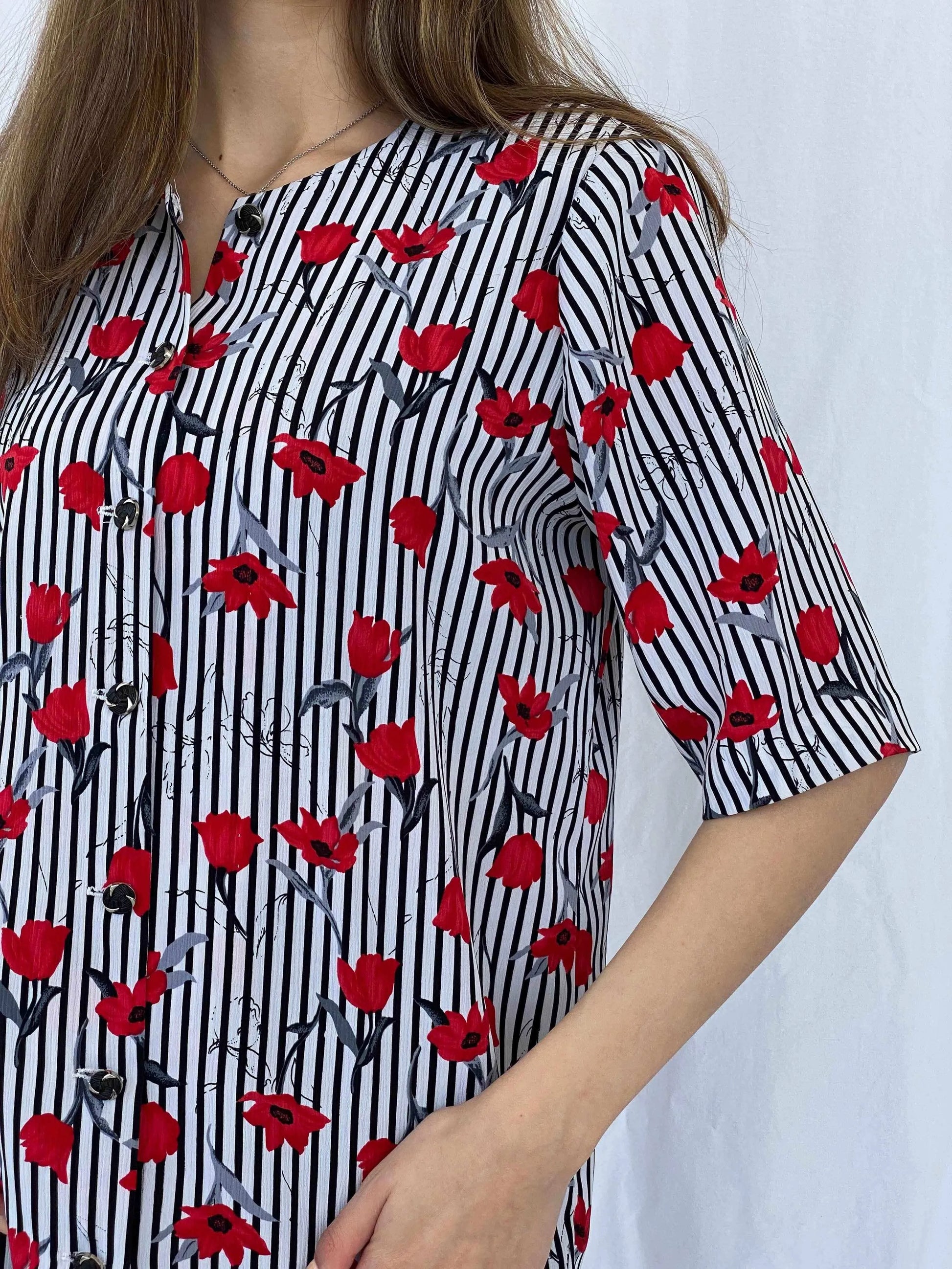 Vintage Handmade Floral Shirt - Balagan Vintage Half Sleeve Shirt Deals, floral, floral shirt, Mira