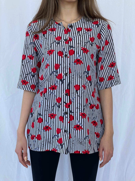 Vintage Handmade Floral Shirt - Balagan Vintage Half Sleeve Shirt Deals, floral, floral shirt, Mira