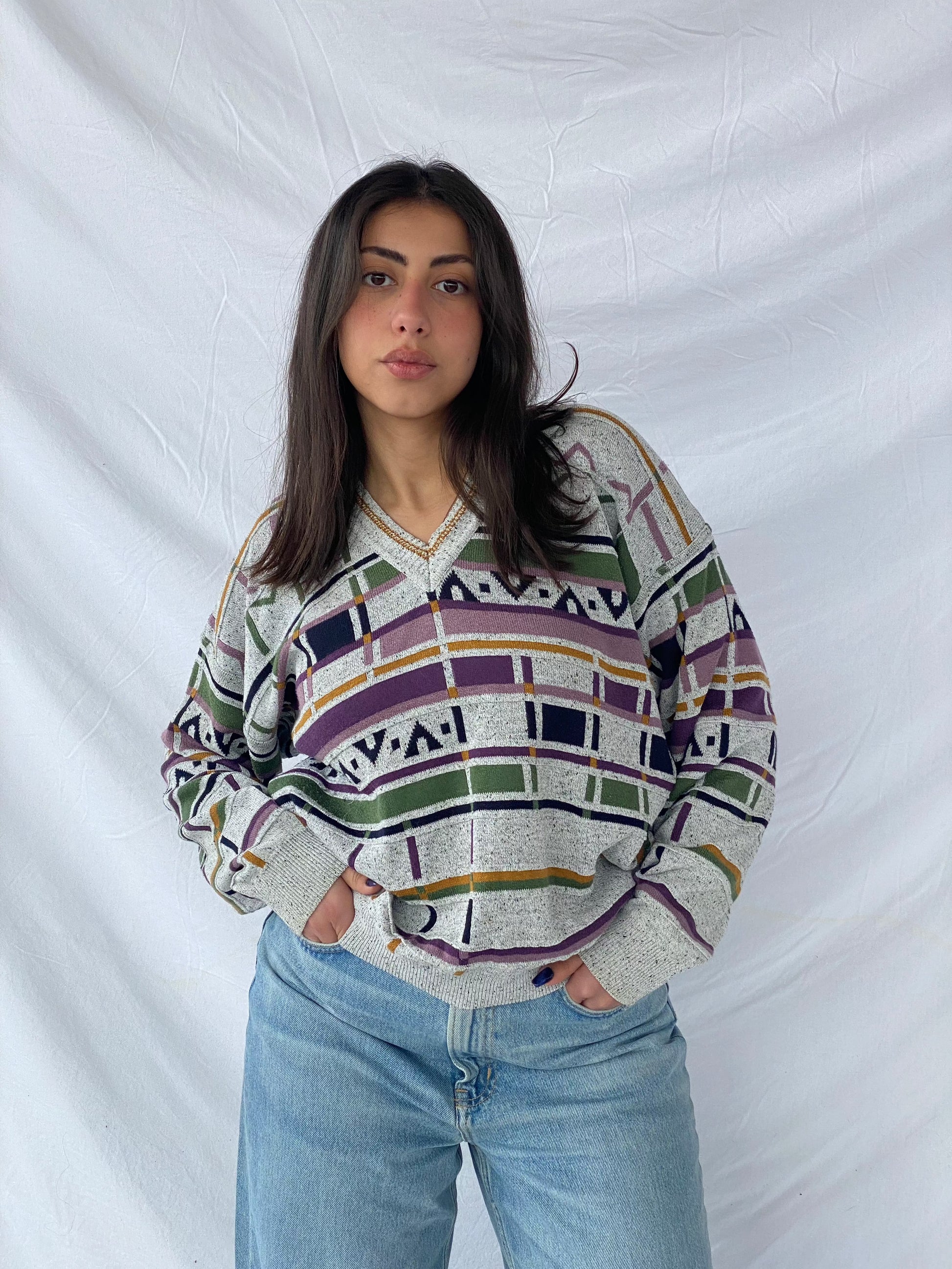 Vintage JOCKEY Sweater - Balagan Vintage Sweater 90s, knitted sweater, oversized sweater, printed sweater, sweater