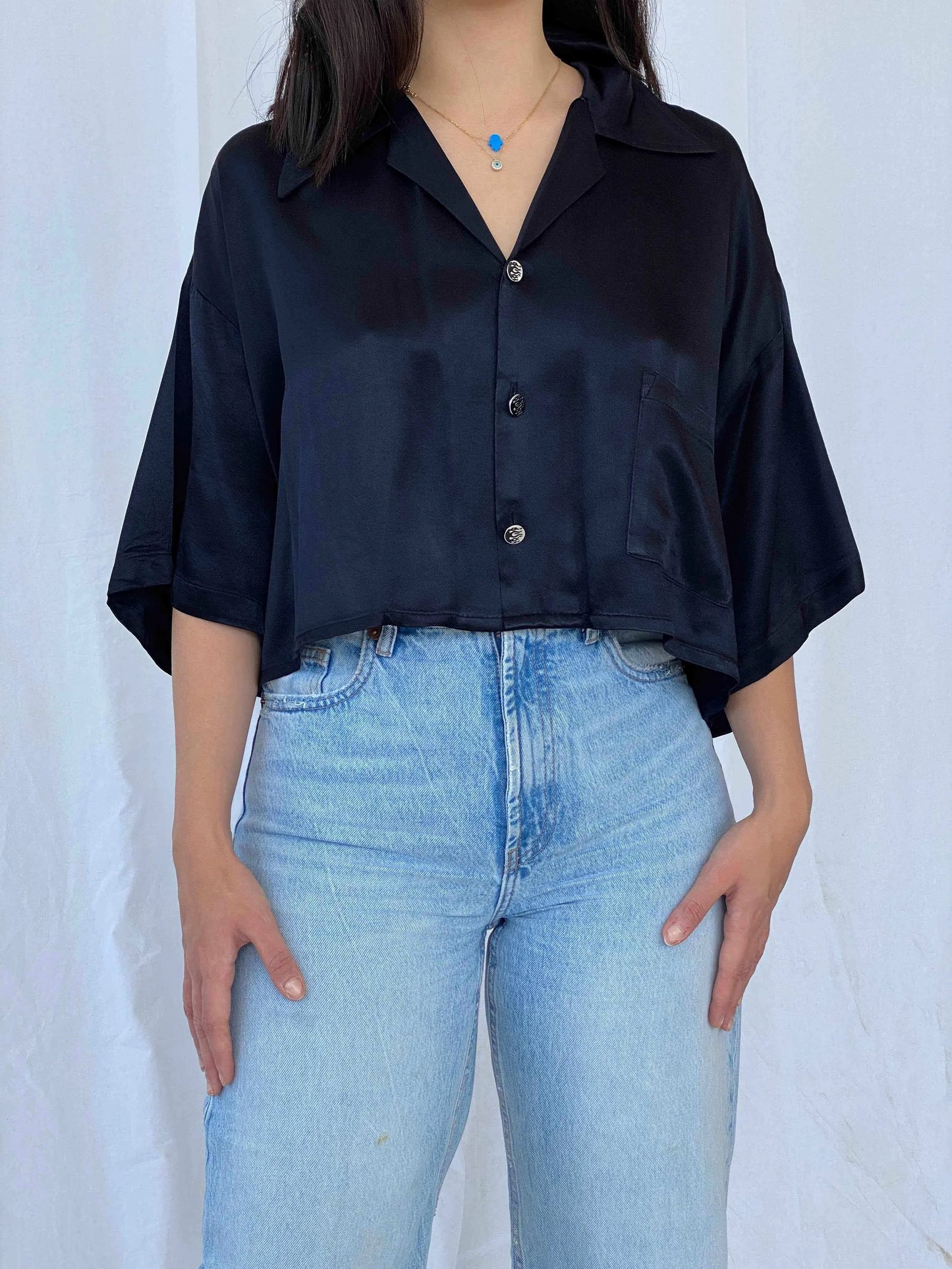 Vintage Johnny Suede Cropped Shirt - Balagan Vintage Cropped Shirt 90s, Batoul, cropped, Cropped shirt, Deals, shirt
