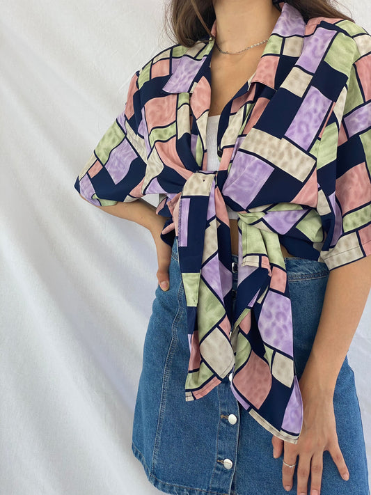 Vintage NOTATIONS Clothing Co. Printed Shirt - Balagan Vintage Half Sleeve Shirt geometric print, half sleeve shirt, printed shirt, prints, Rahmeh, shirt, shirts, streetwear, summer, summer prints, vintage, vintage prints, women, women shirt