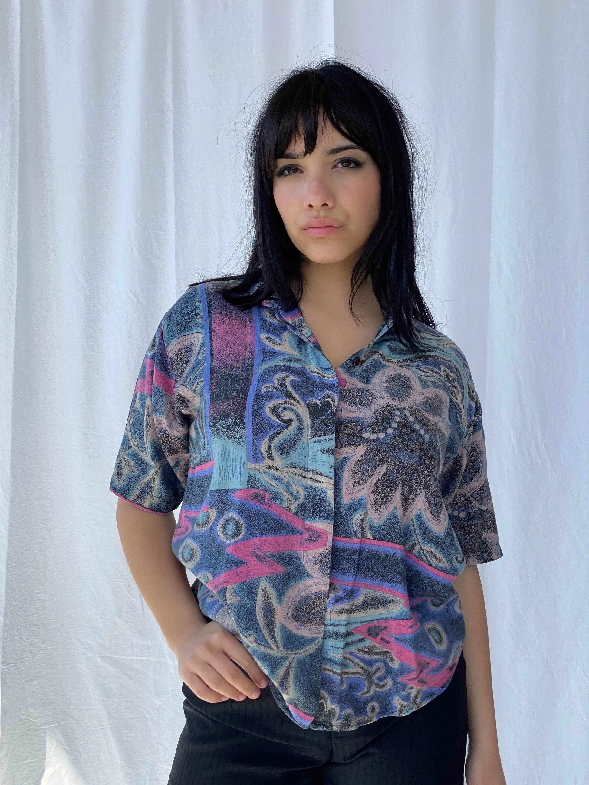 Vintage Printed Shirt - Balagan Vintage Half Sleeve Shirt 90s, half sleeve shirt, print, printed shirt