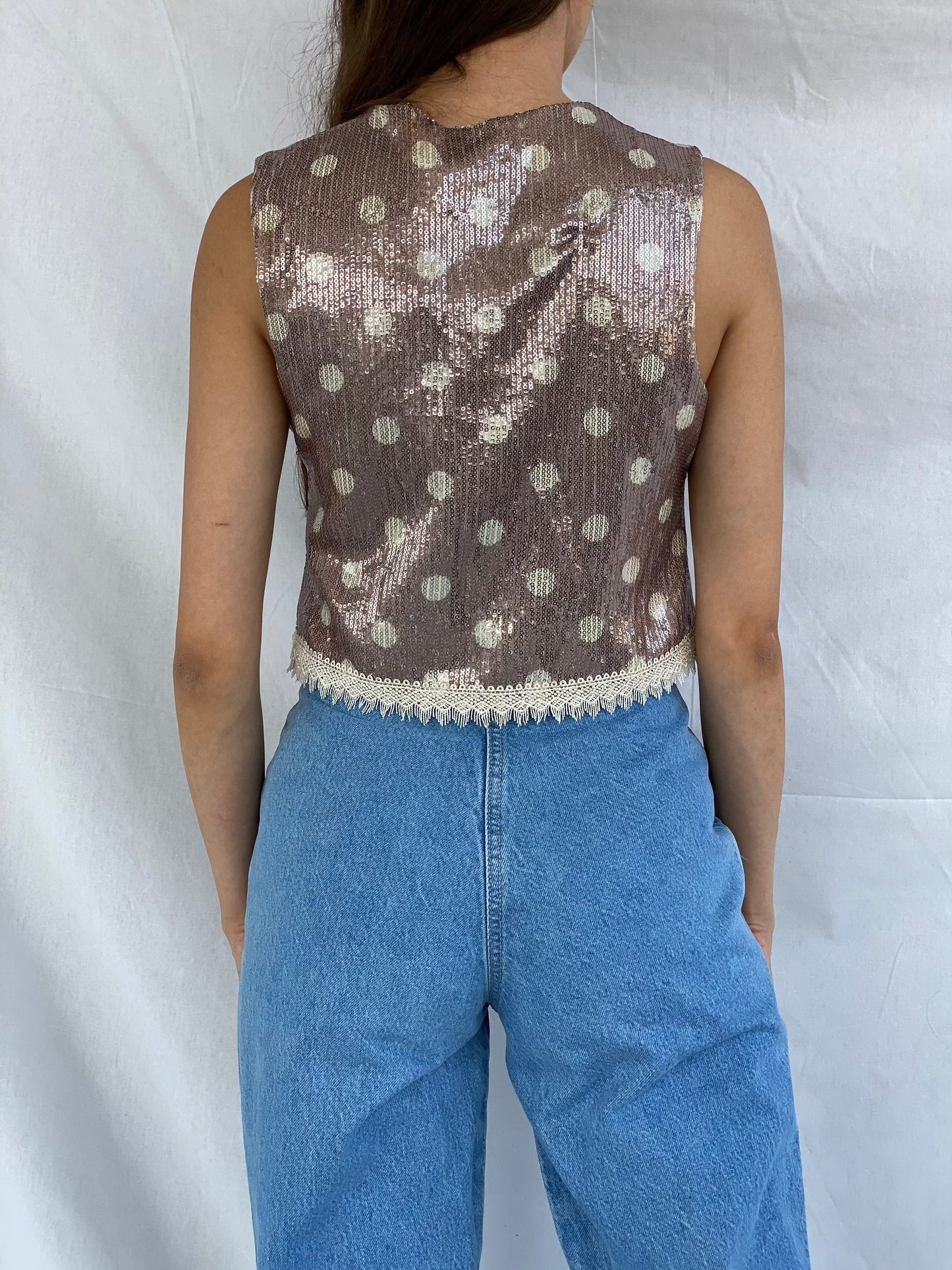 Vintage Sequin Cropped Vest - Balagan Vintage Vest 00s, 90s, Deals, outerwear, vintage, women